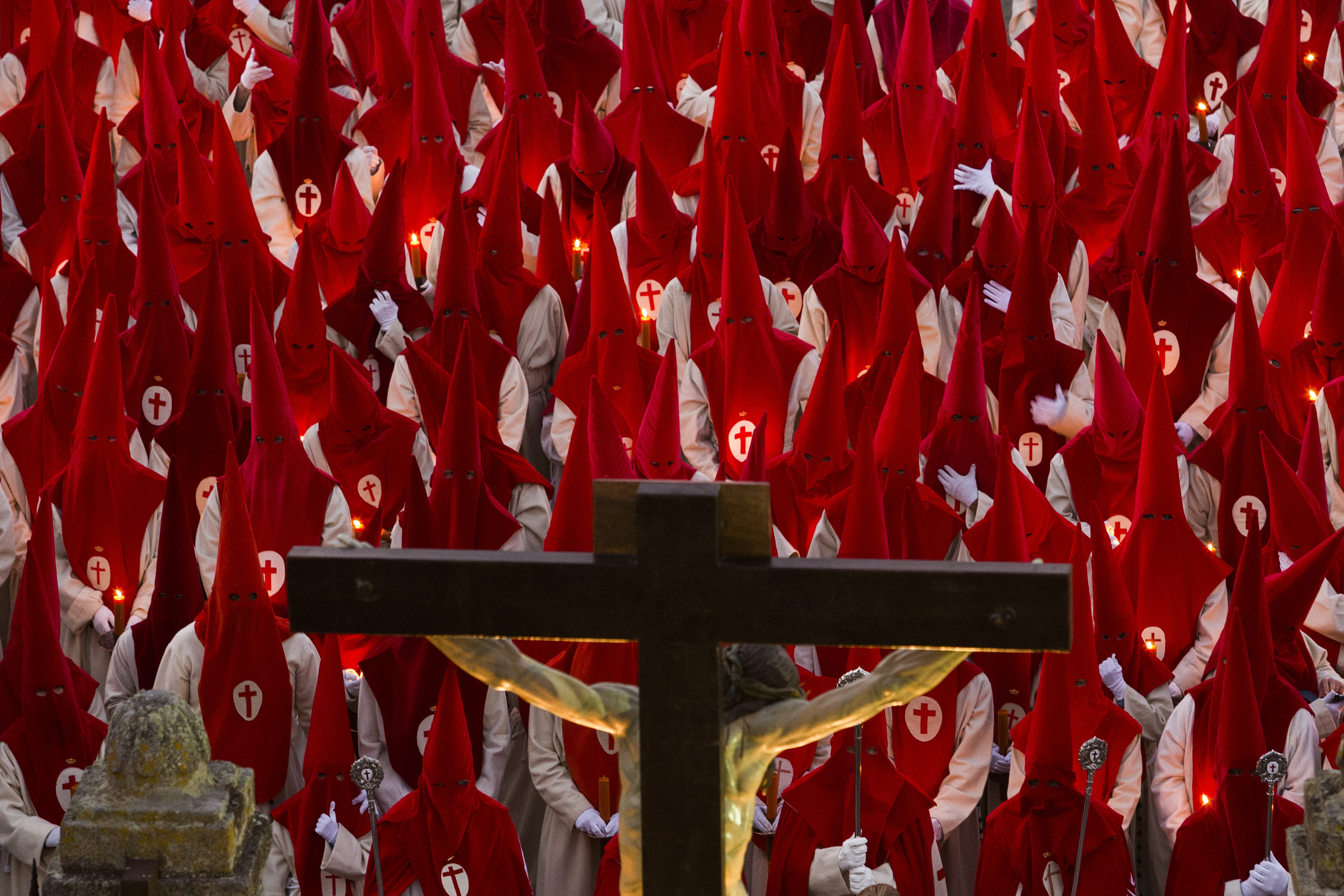 Penitents take part in Spain’s Silent Procession tradition during Holy Week. Photo: AFP