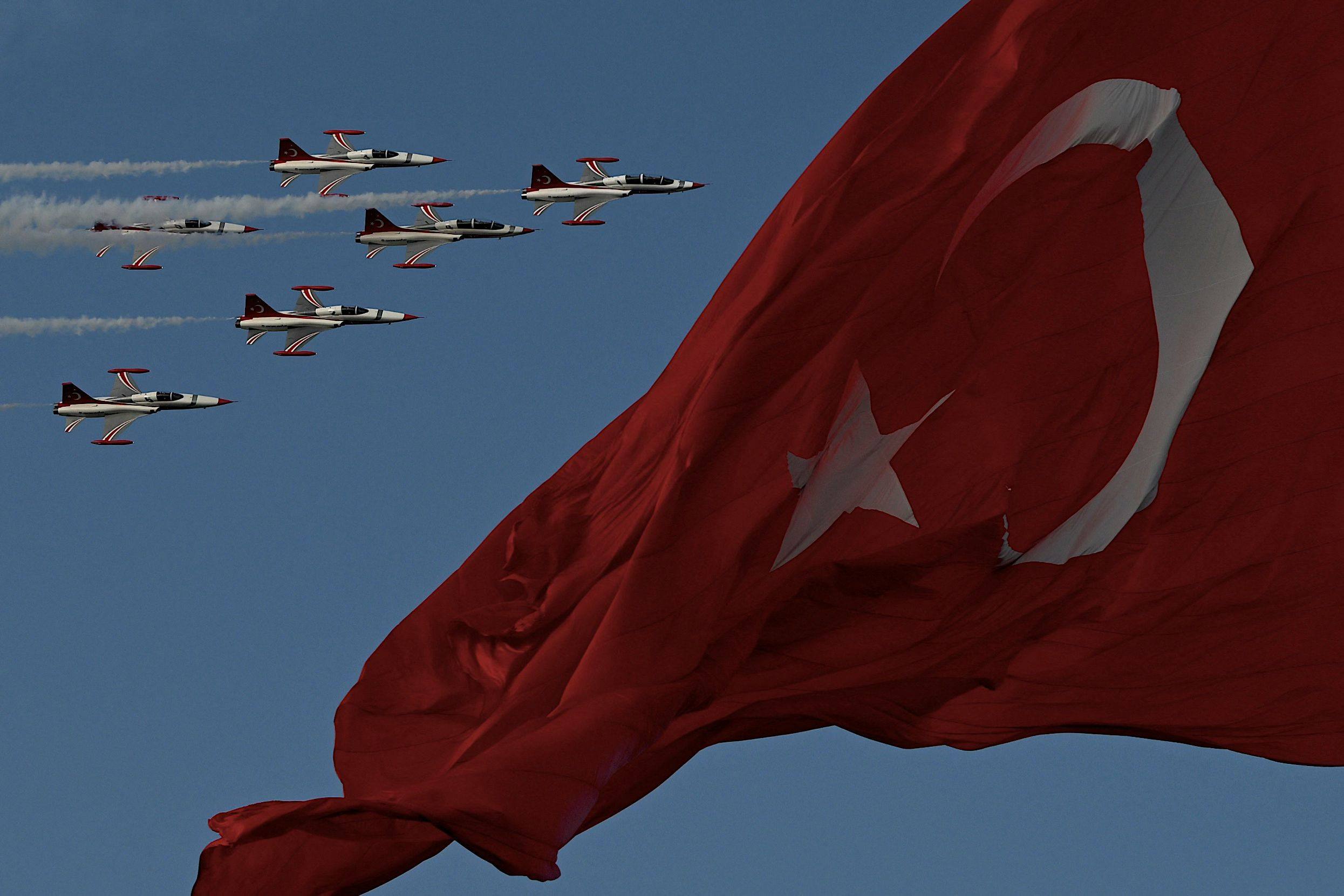 The ‘Turkish Stars’ mark the 100th anniversary of Turkish Republic in Istanbul. Photo: AFP