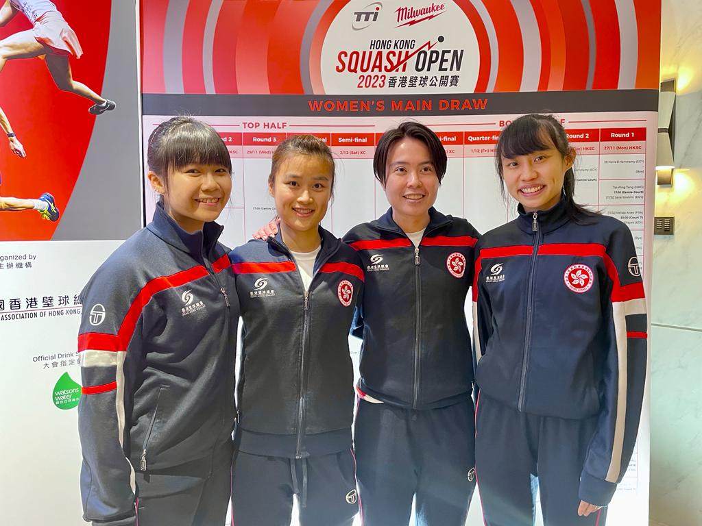 (From left) Sarah Cheng, Lee Ka-yi, Tong Tsz-wing and Tomato Ho attended the pre-match press conference on Monday. Photo: Mike Chan