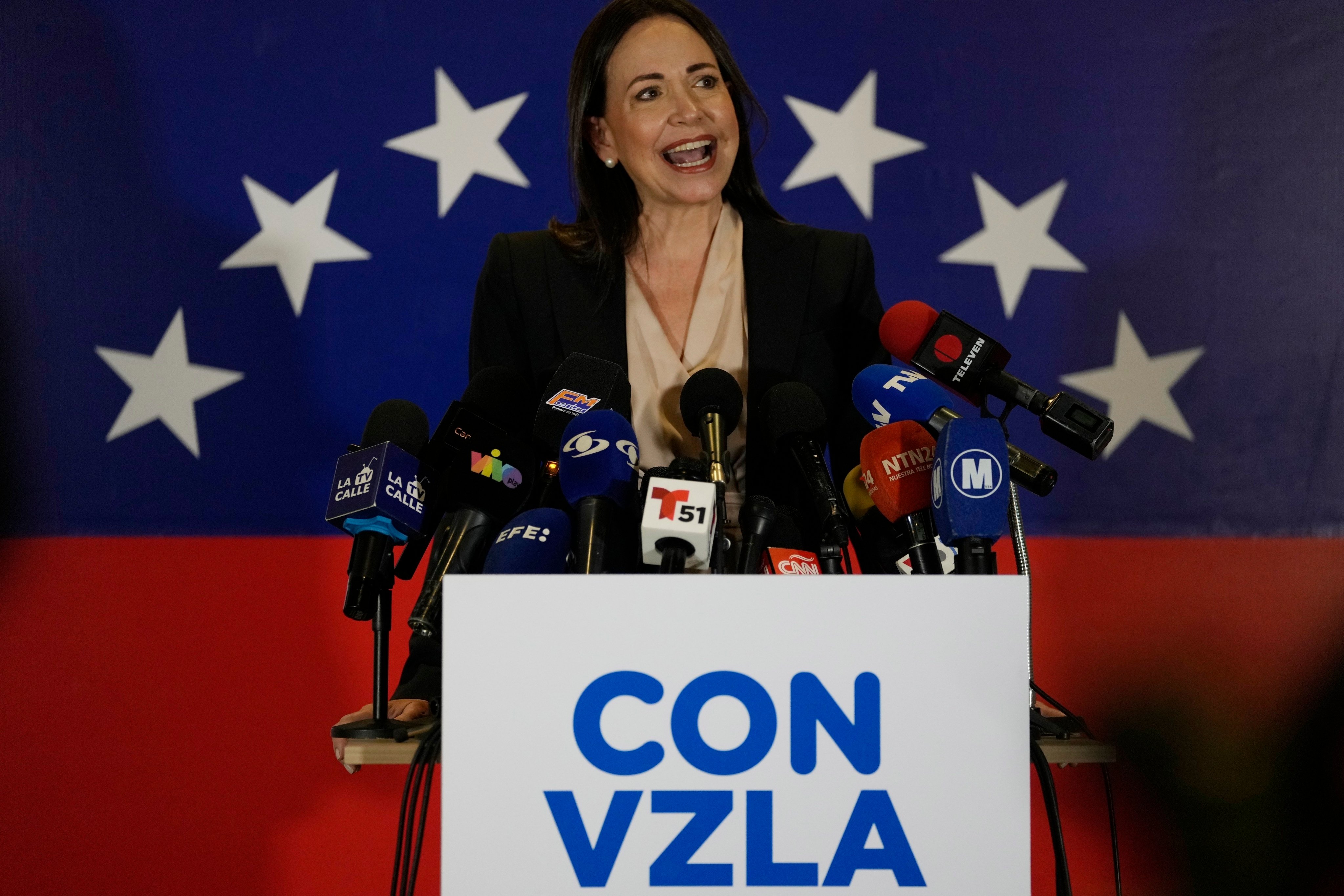 María Corina Machado, the opposition and the primary’s winner, in Caracas, Venezuela on  October 24. Photo: AP