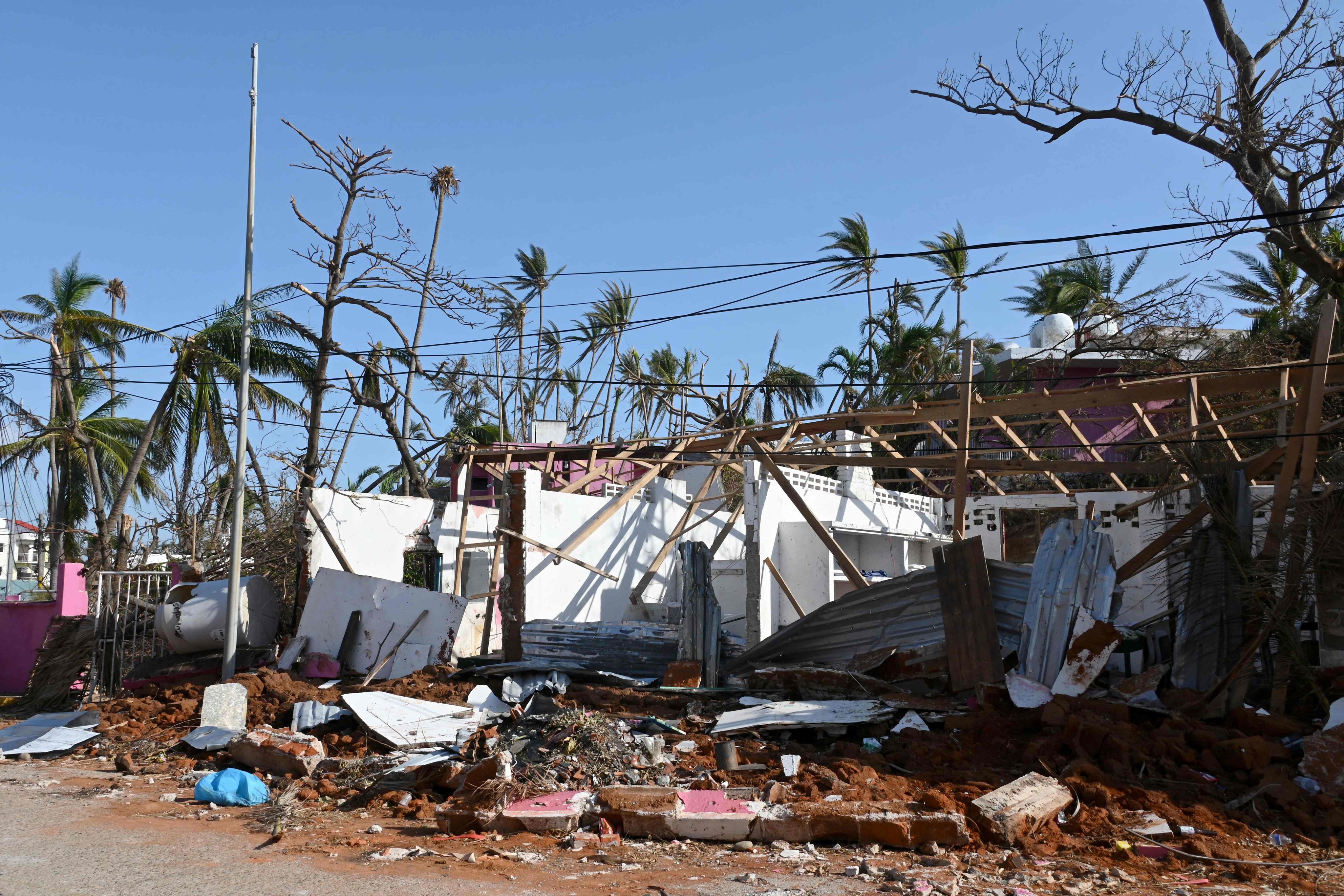 Damage caused by Hurricane Otis at the Flamingos hotel in Acapulco formerly owned by Tarzan star Johnny Weissmuller and fellow Hollywood star John Wayne. The Category 5 storm destroyed Weissmuller’s former home, wrecked several other hotels and left at least 46 people dead in the Mexican resort city. Photo: AFP