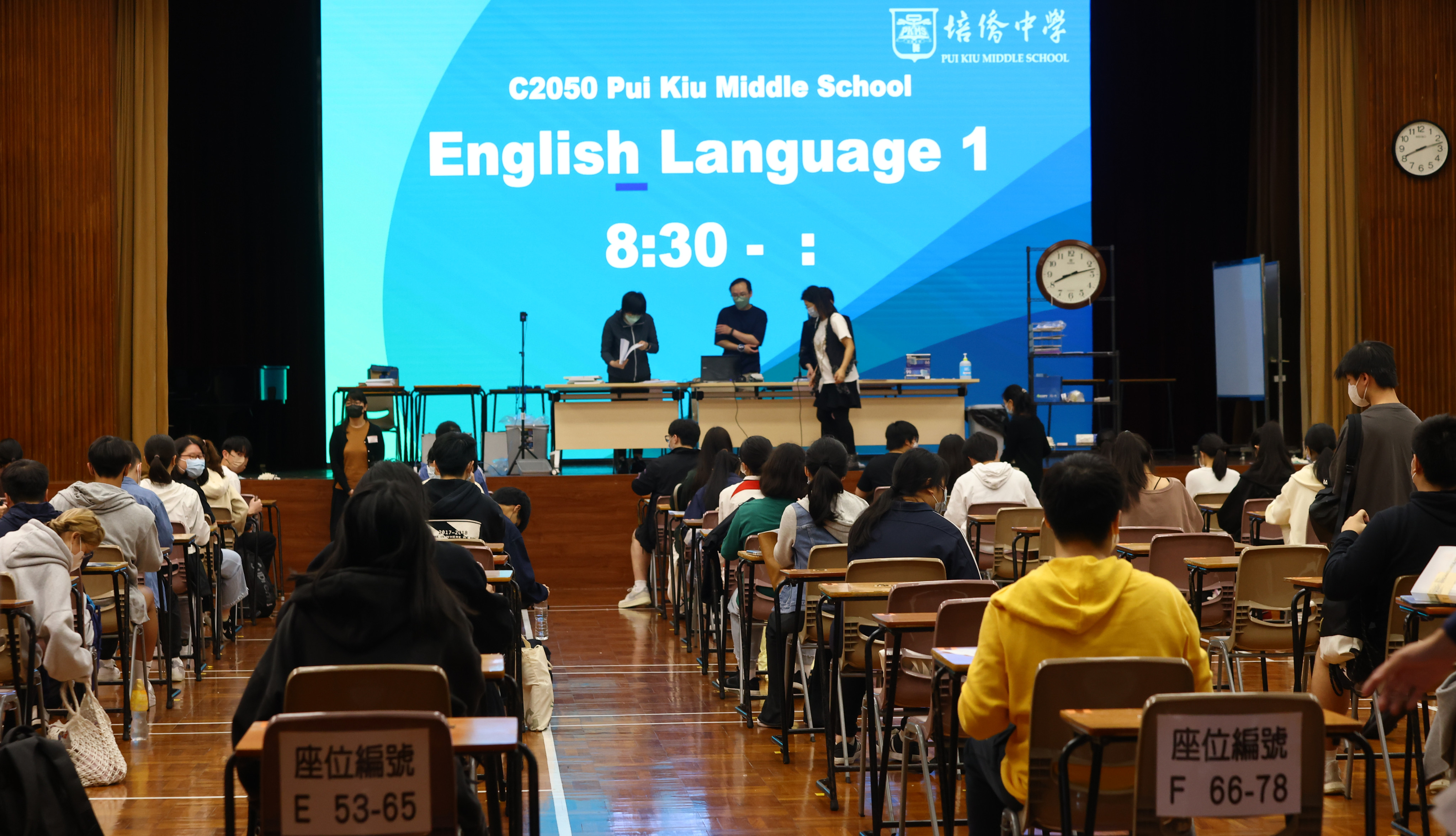 Secondary school students sit for an English examination at a school in North Point, Hong Kong, on April 21. Photo: Dickson Lee