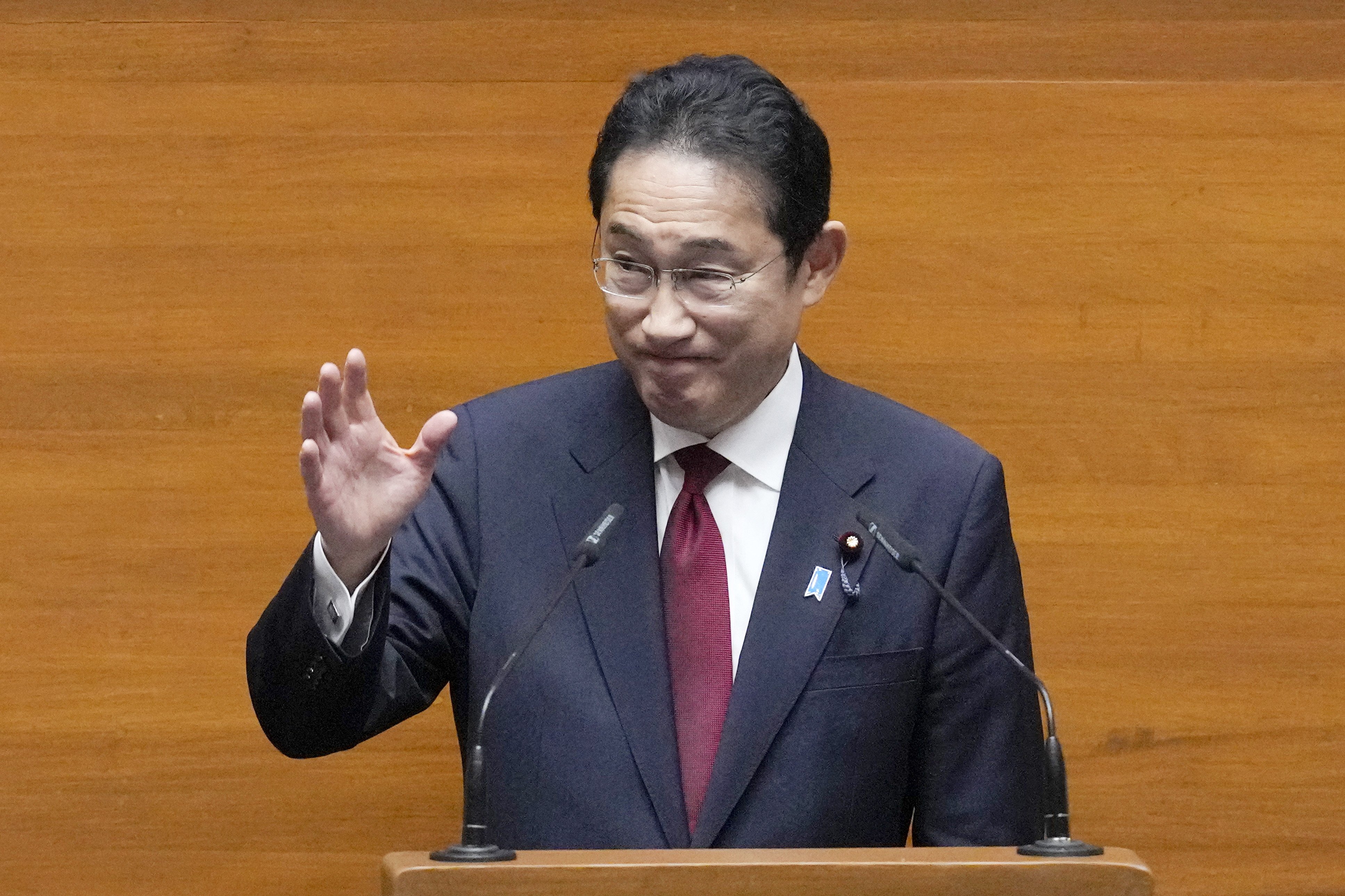 Japanese Prime Minister Fumio Kishida speaks during a joint session of Congress for a series of bilateral meetings to further enhance the partnership between the Philippines and Japan. Photo: EPA-EFE/Pool