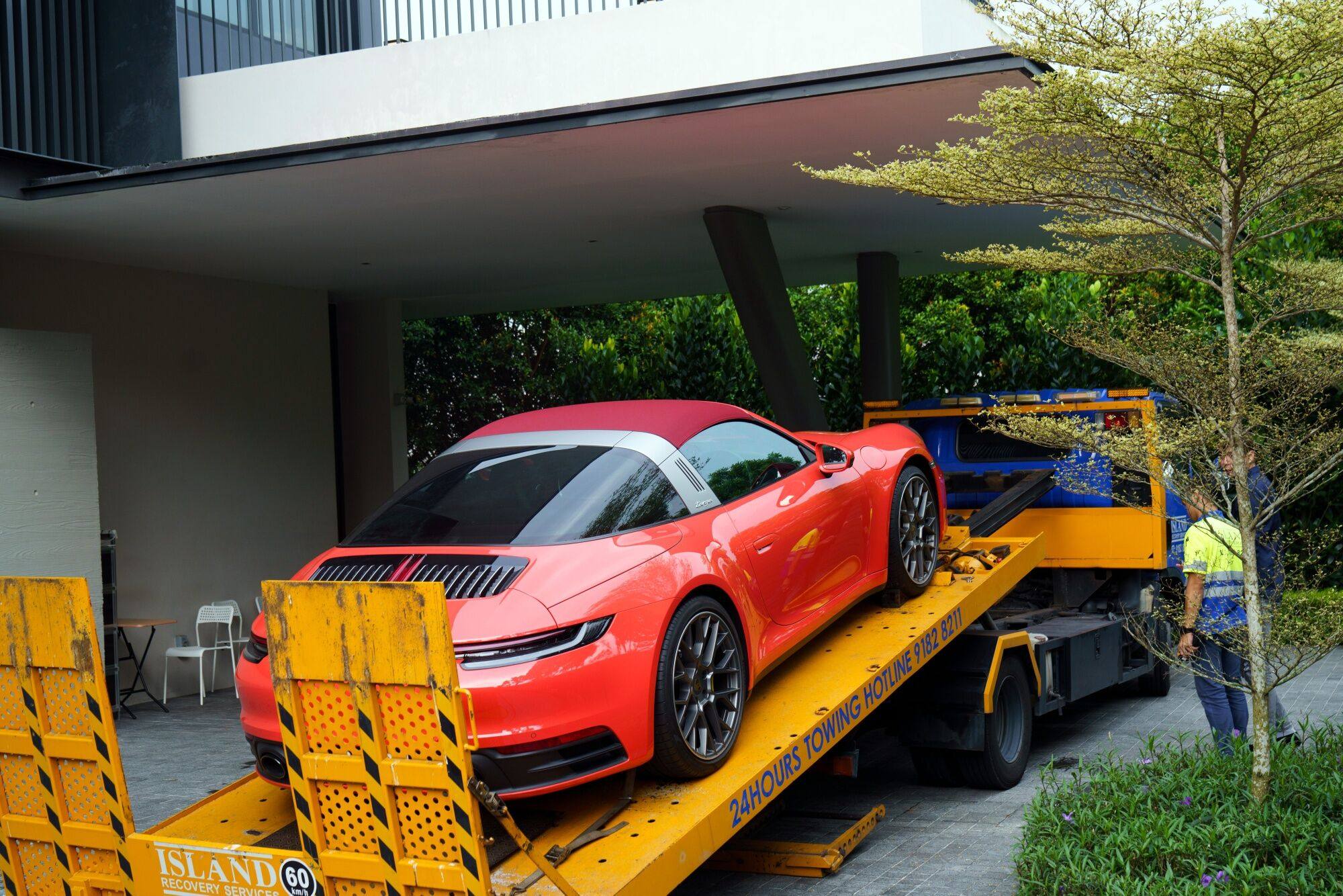 A Porsche 911 Targa vehicle seized by police at a residence of one of the suspects in the US$2.1 billion money-laundering case in Singapore on October 25, 2023. Photo: Bloomberg