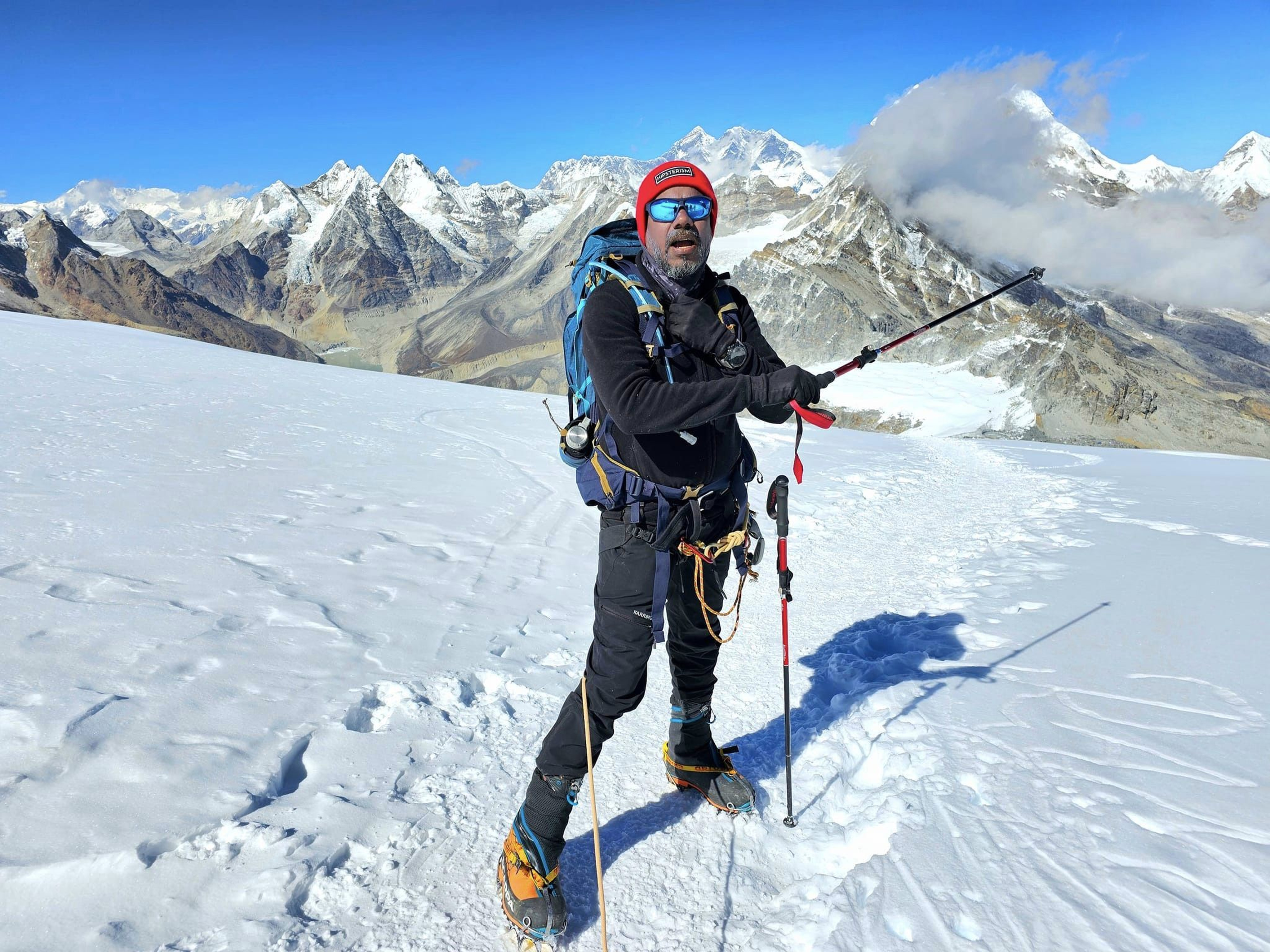 Malaysian climber Mohamed Sadik Abdul Kadir pictured high on Mera Peak in the Himalayas. Photo: Facebook/Mohd Sadik