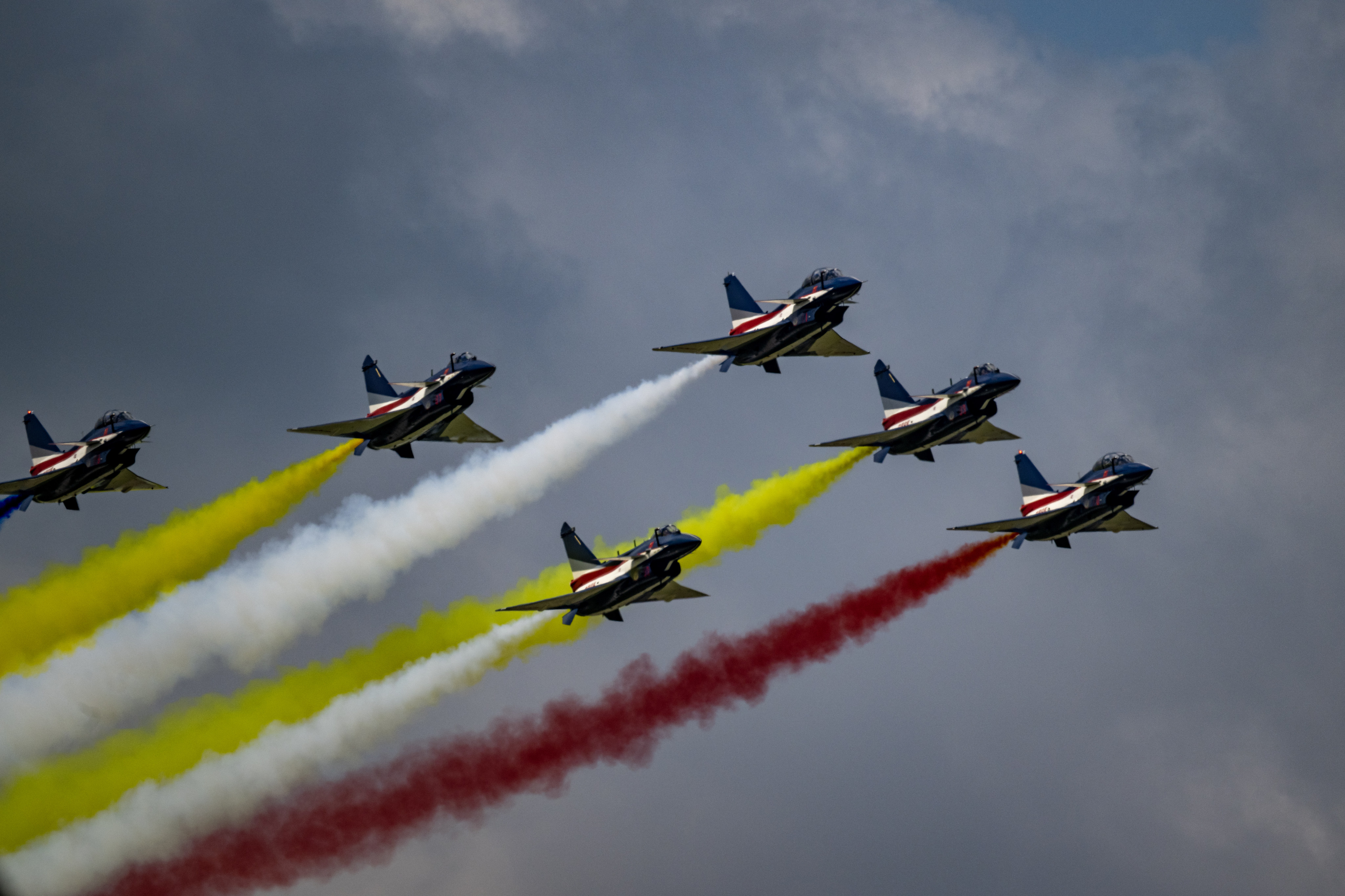 Members of China’s August 1st air display team will be appearing at the Dubai Airshow. Photo: Getty Images