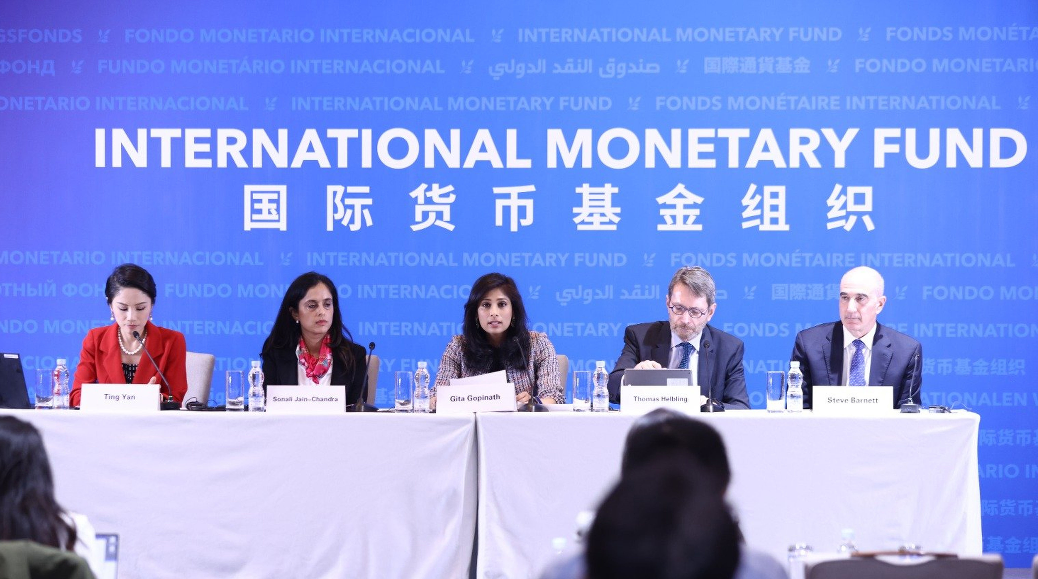 International Monetary Fund (IMF) first deputy managing director Gita Gopinath (centre) in Beijing on Tuesday. Photo: X/@GitaGopinath