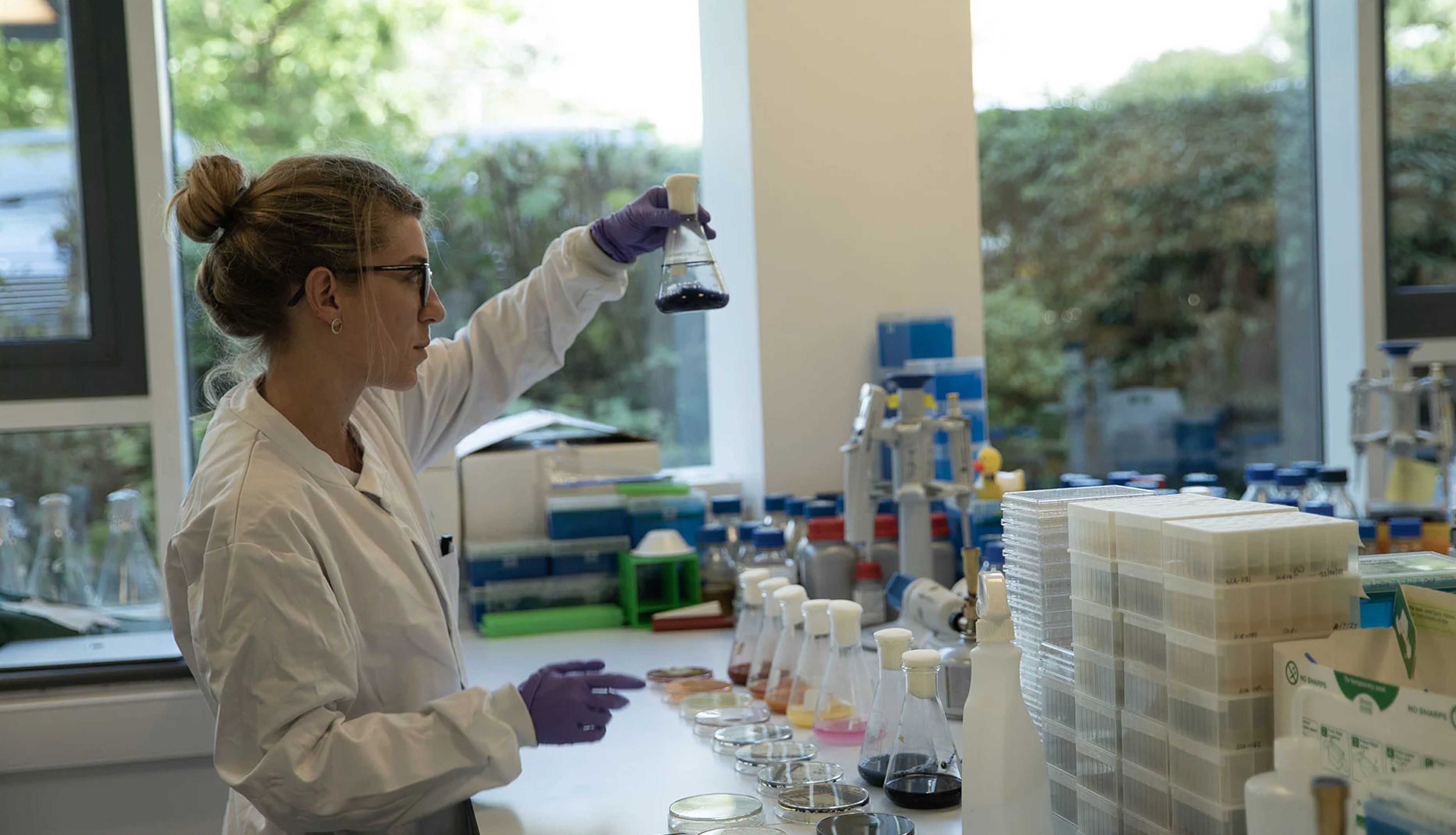 A scientist working to create pigments in a Colorifix lab in the UK. Photo: Handout
