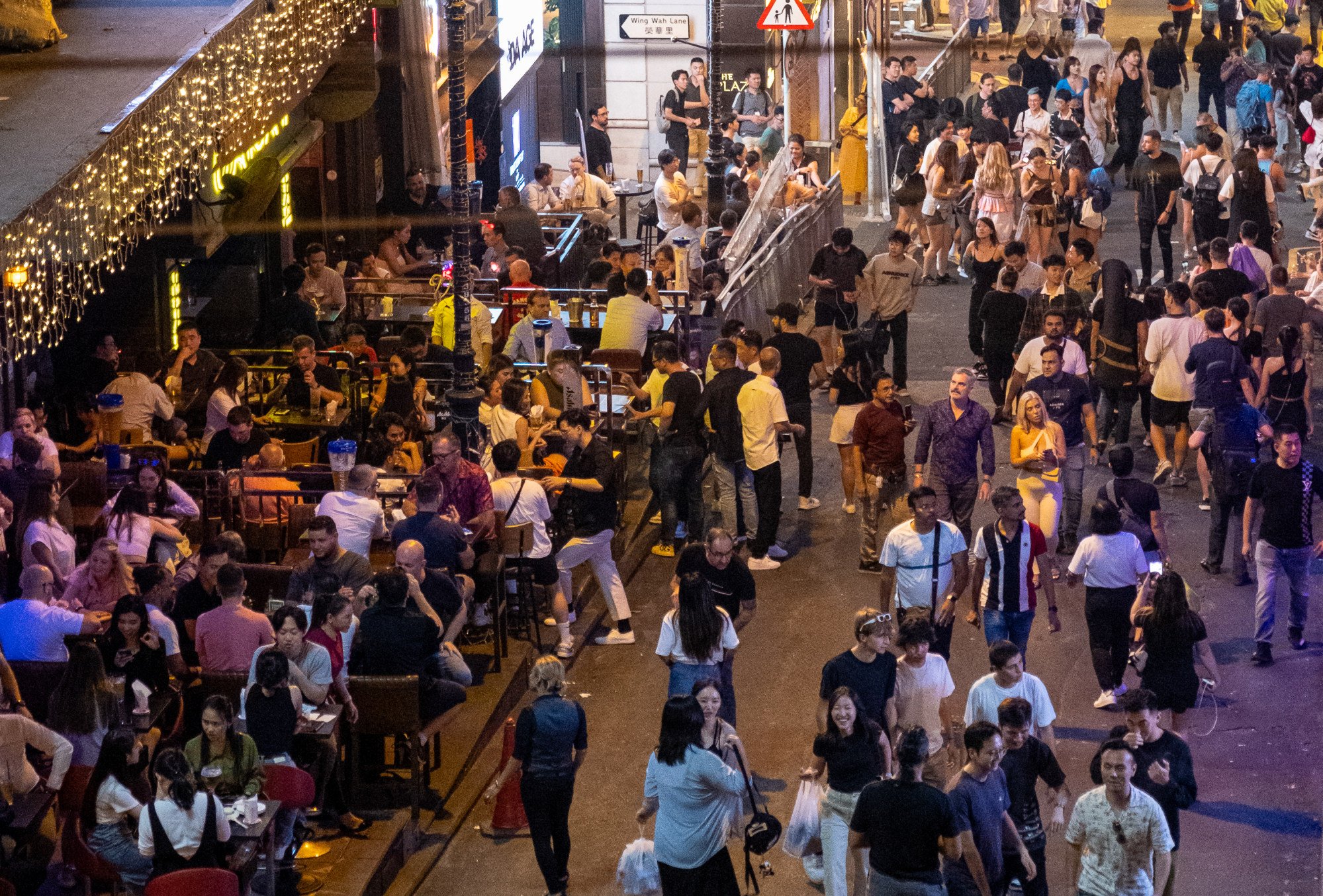 Crowds have returned to Lan Kwai Fong. Photo: Connor Mycroft