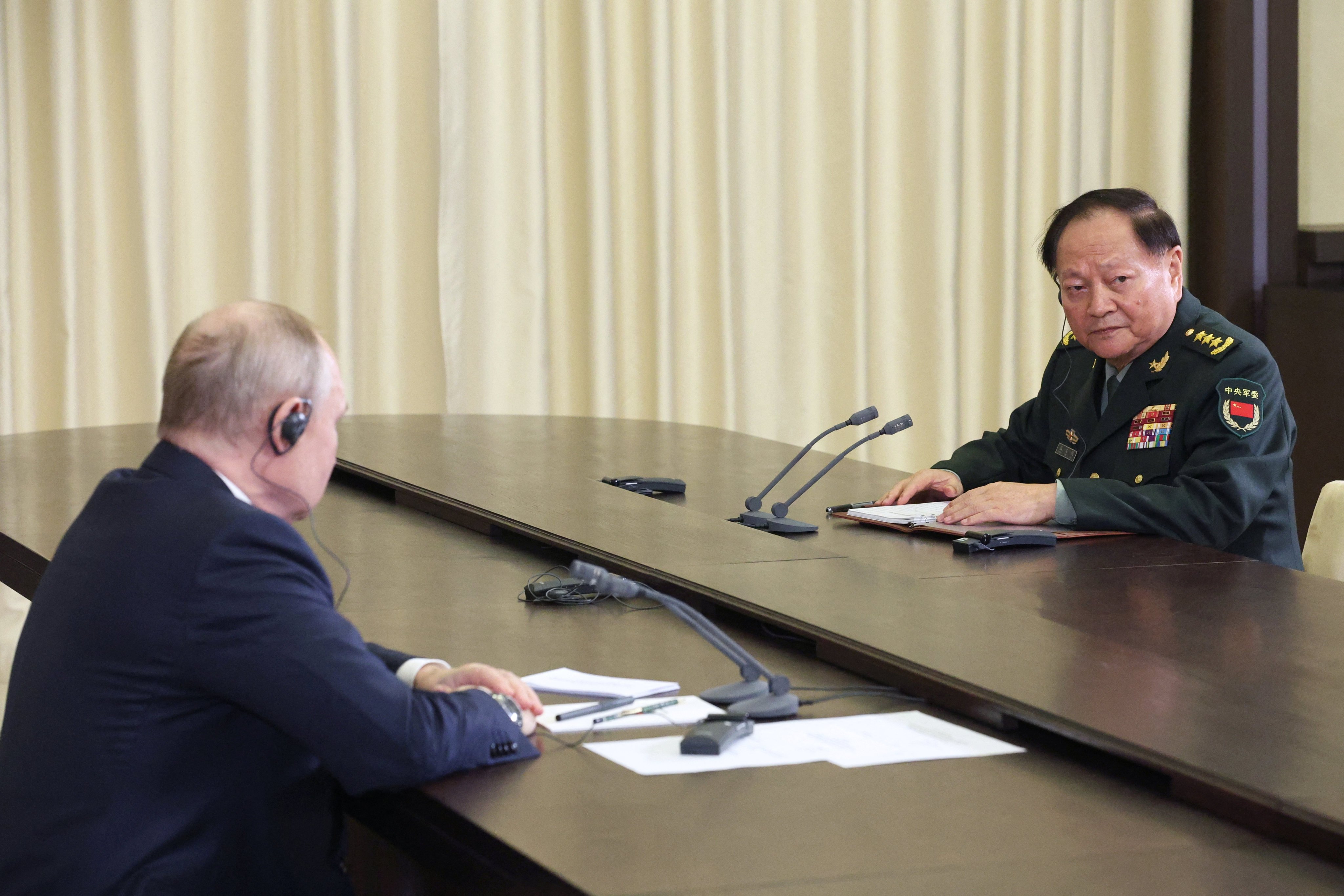 Russian President Vladimir Putin and General Zhang Youxia pictured at their meeting in Moscow.