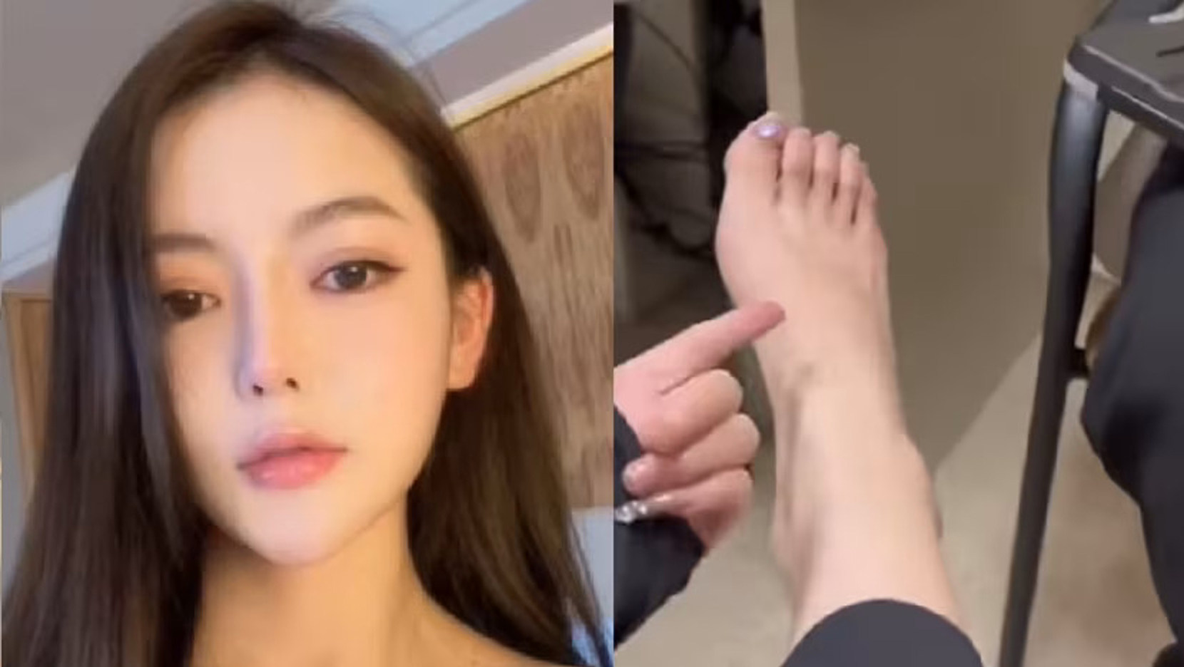 Chinese national Han Feizi, 29, posted videos of herself on TikTok arguing with Singapore police in hospital after a driver reportedly deliberately ran over her foot. Photos: Douyin/TikTok via CNA