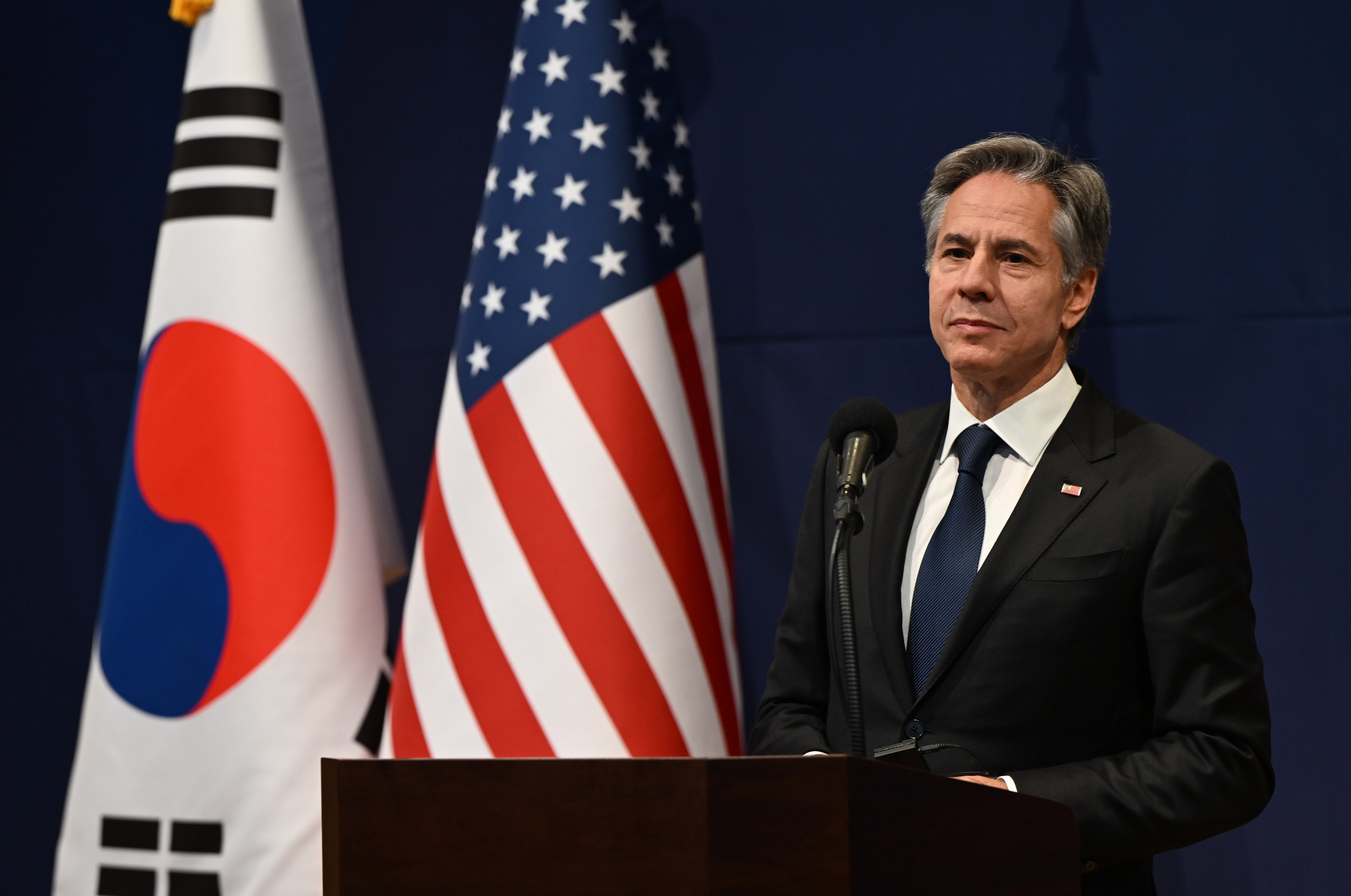 US Secretary of State Antony Blinken speaks during a news conference after his talks with South Korean Foreign Minister Park Jin in Seoul. Photo: dpa