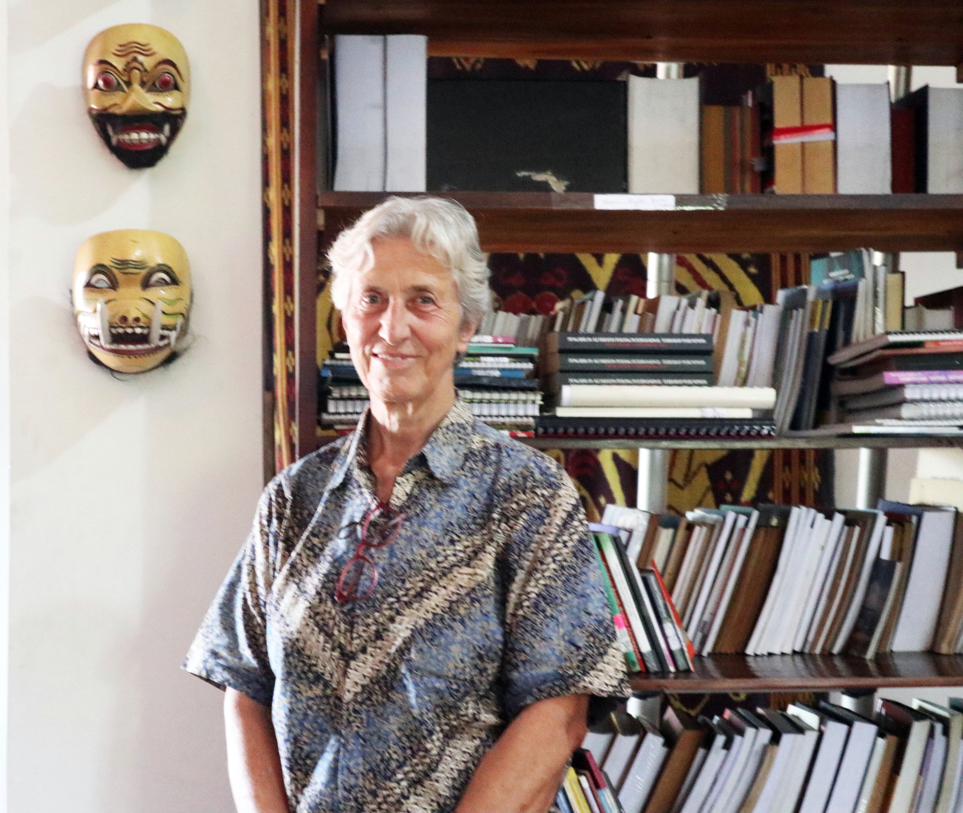 LGBTQ historian Saskia Wieringa in her library, which she makes available to other researchers. Photo: Johannes Nugroho