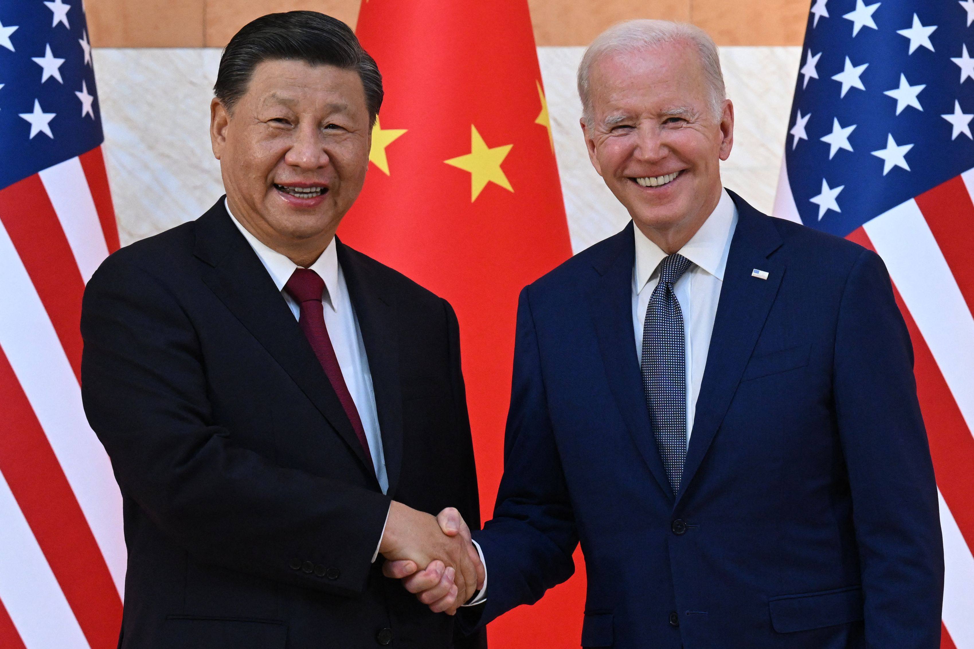 Xi Jinping and Joe Biden last met face to face at the G20 summit in Bali last year. Photo: AFP