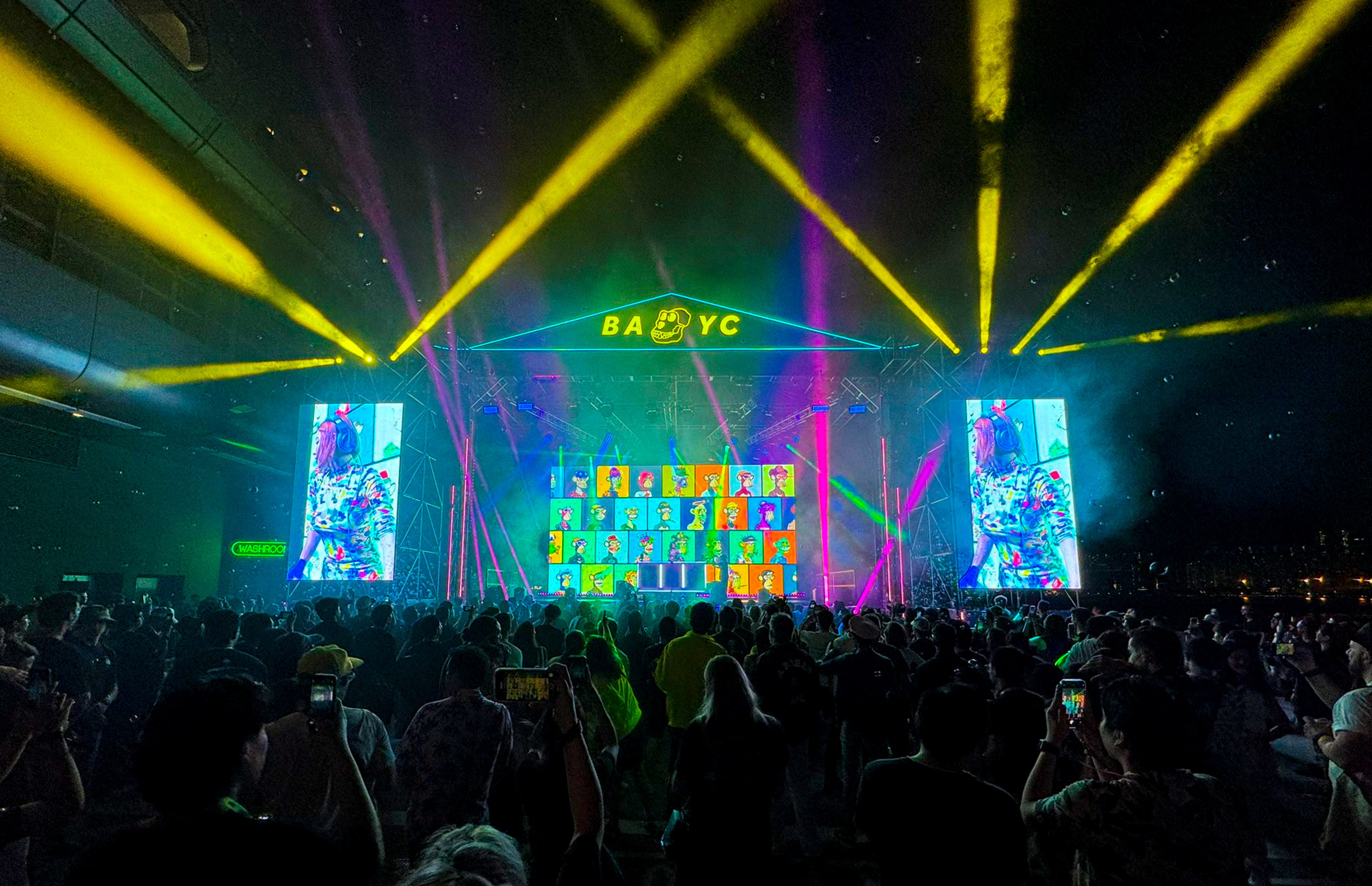 UVA-emitting lights likely caused eye and skin problems reported by at least 22 people attending the ApeFest party at Kai Tak Cruise Terminal on Nov. 4. Photo: X/ @BoredApeYC