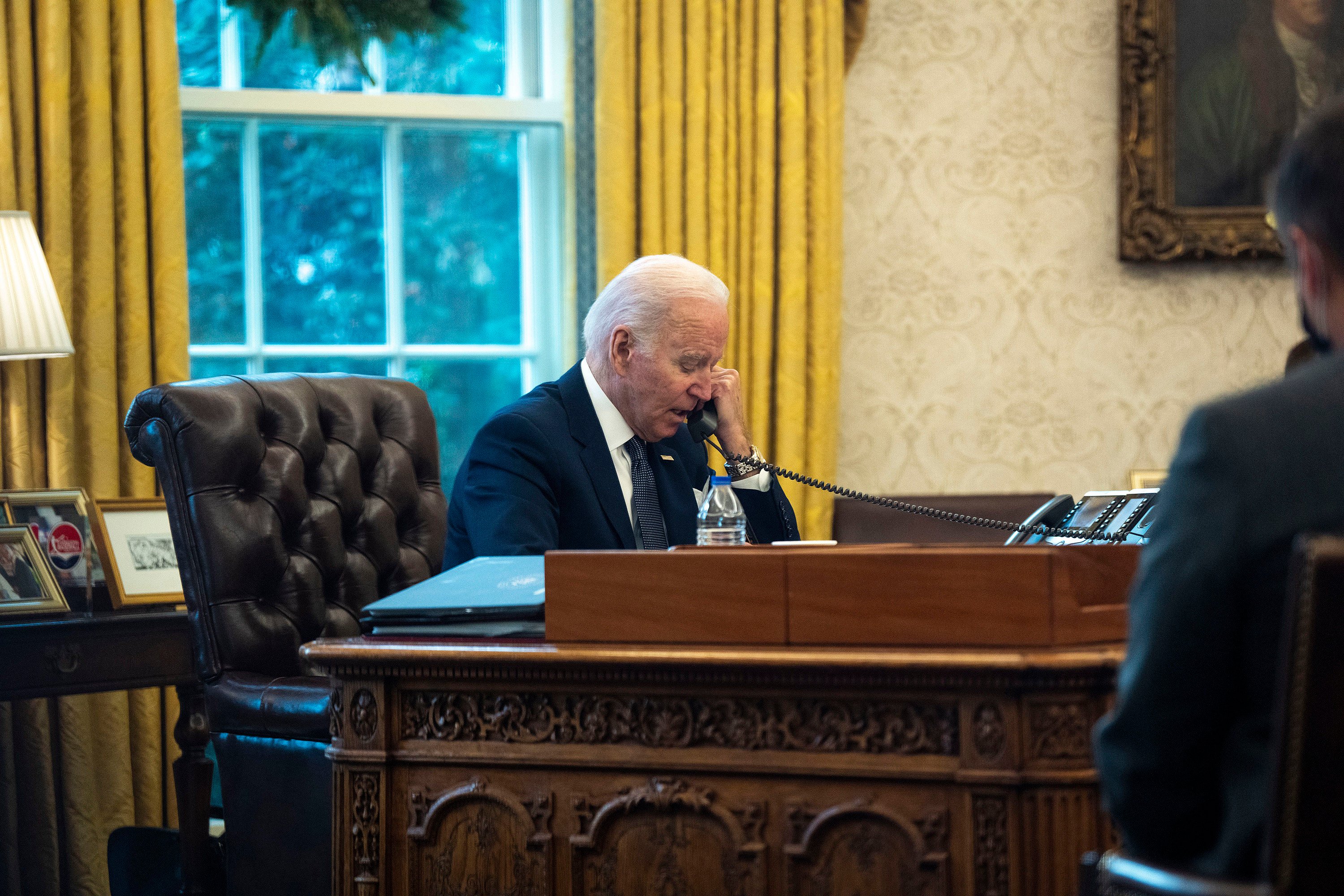 President Joe Biden, seen here in the Oval Office in 2021, has spoken with the sultan of Oman about China’s plans to increase its defence presence in the Middle East. Photo: TNS