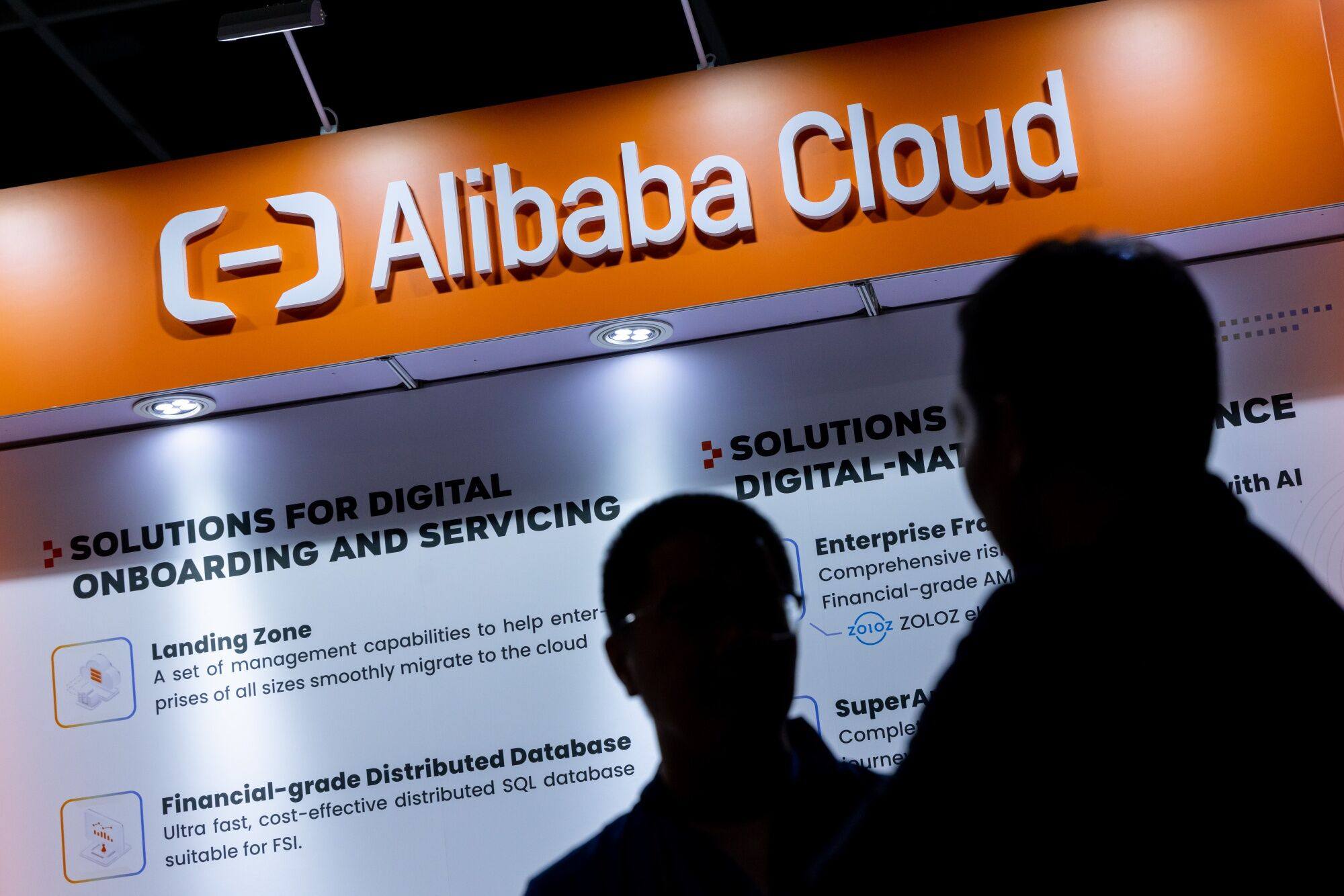 The Alibaba Cloud booth at the Hong Kong FinTech Week on November 2. Photo: Bloomberg