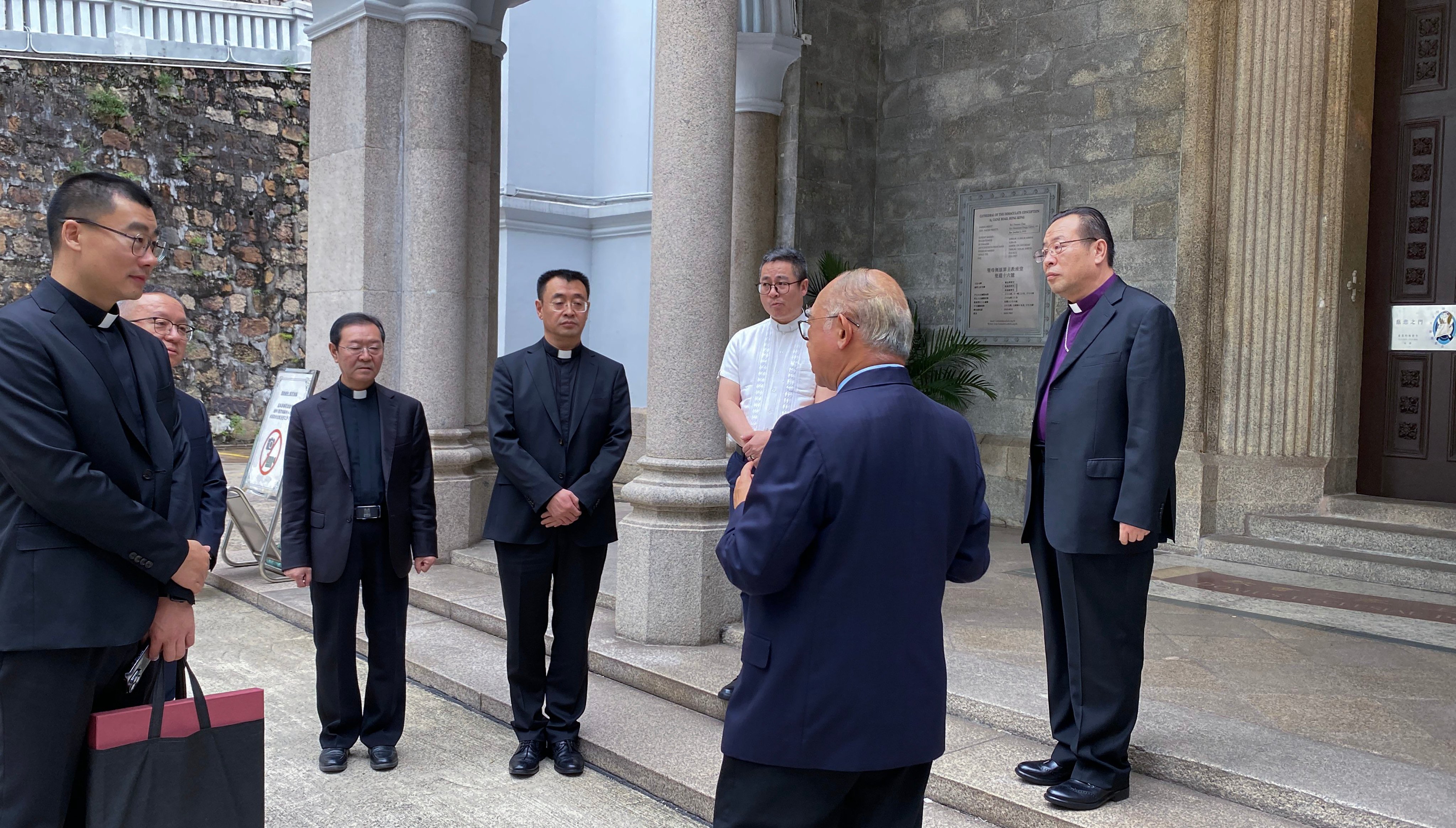 Bishop Joseph Li (right) on the first day of his trip to Hong Kong. His visit comes amid seemingly improving relations between the Vatican and mainland China. Photo: Handout