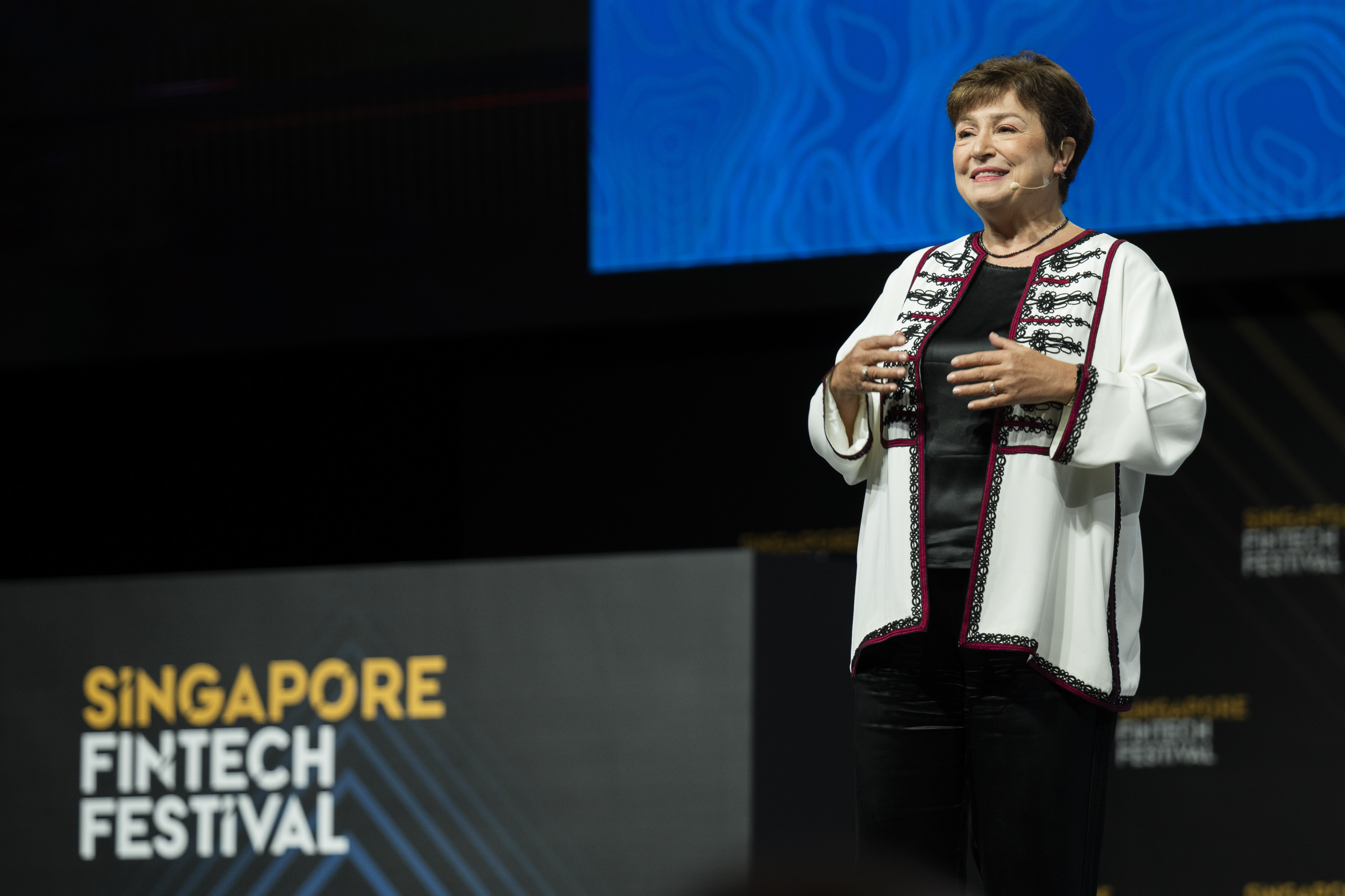 Kristalina Georgieva, managing director of the International Monetary Fund, at the Singapore Fintech Festival on Wednesday. Photo: Handout