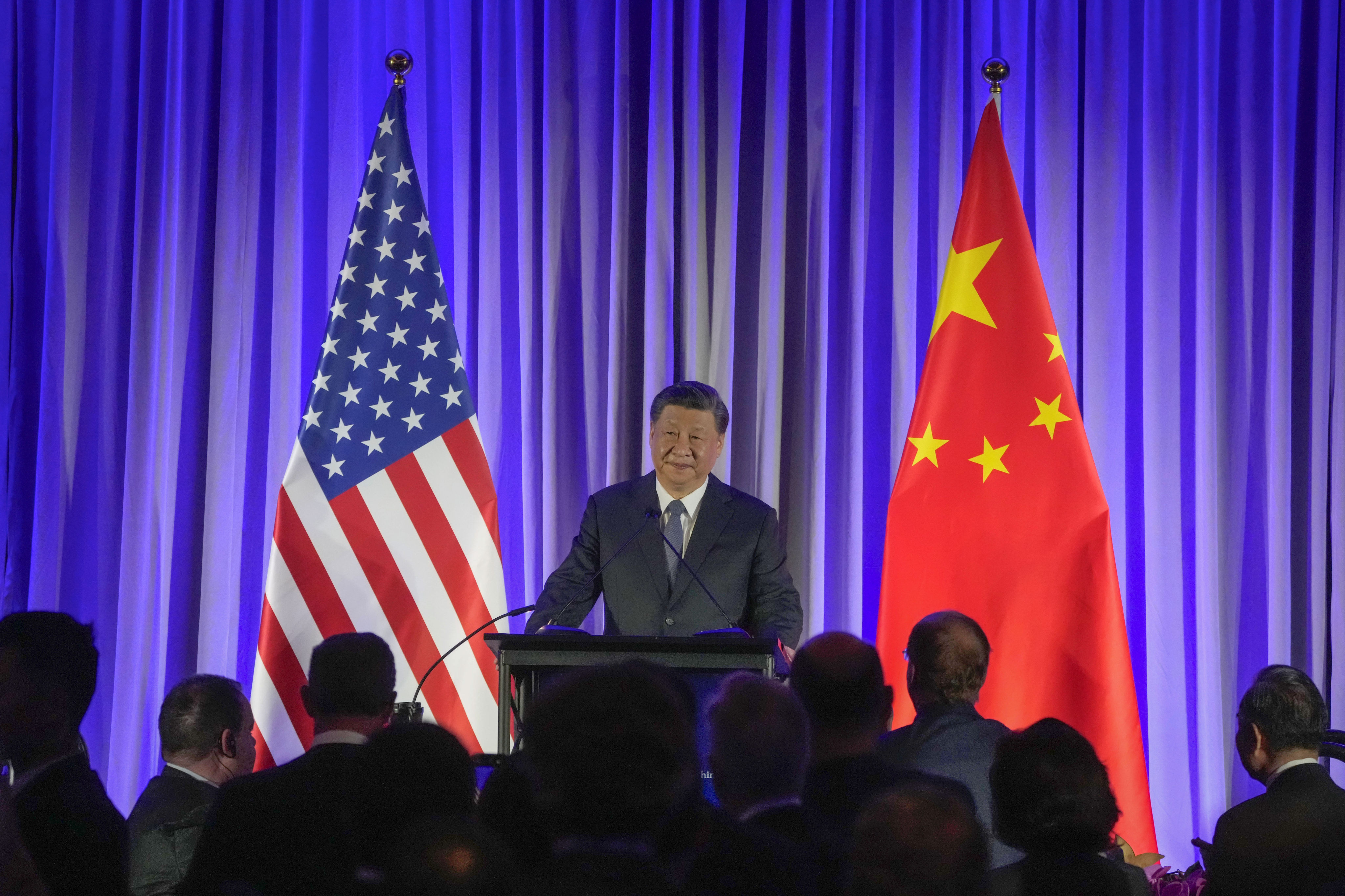 President Xi Jinping speaks at a dinner with business leaders during the Asia-Pacific Economic Cooperation conference on Wednesday in San Francisco. Photo: AP