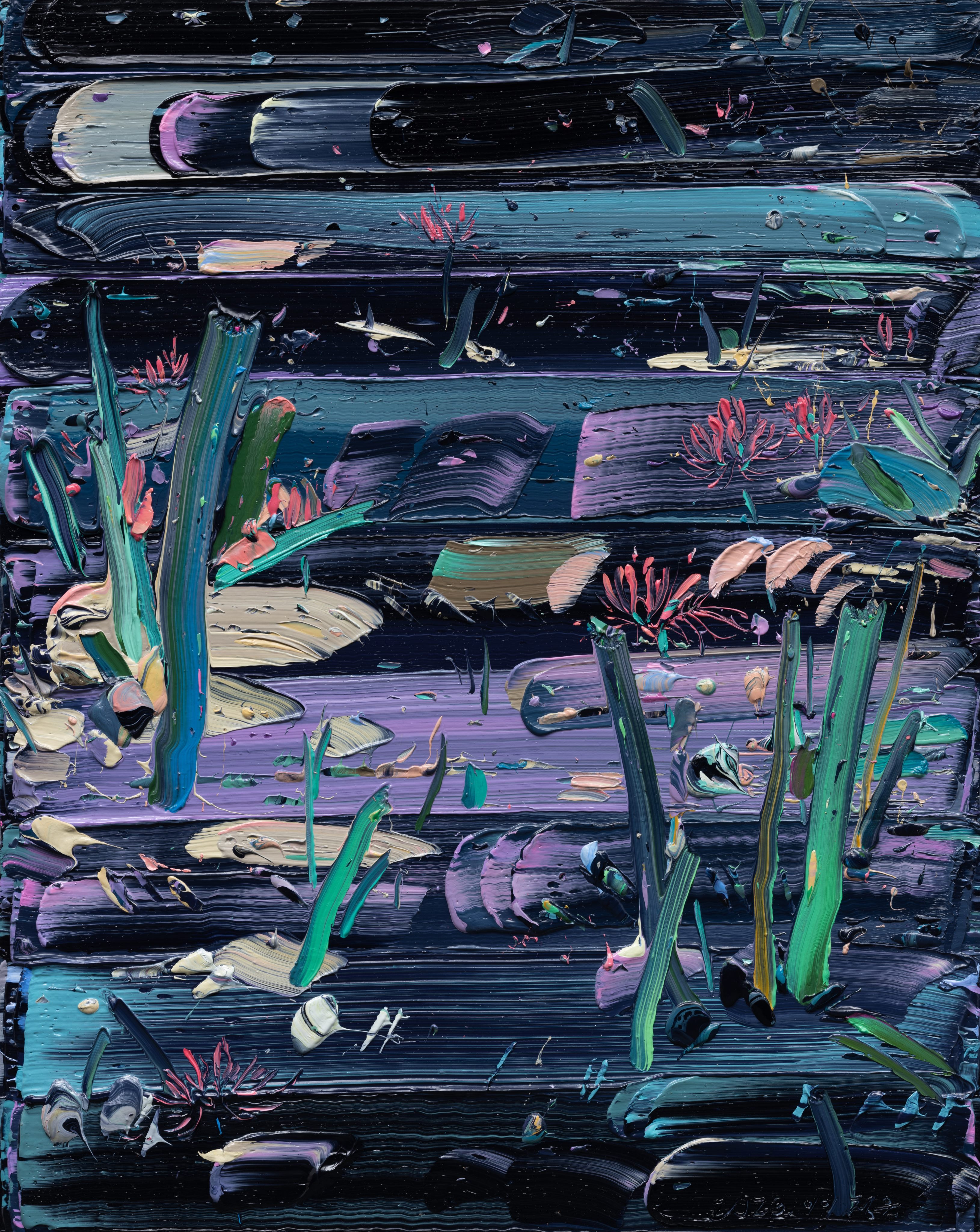 “There, Breaking Through The Ground” (2023) by Yi Yi Jeong Eun. The South Korean artist, currently showing in Hong Kong, employs the technique of impasto throughout her oil paintings to represent nature’s different forms. Photo: Courtesy of Yi Yi Jeong Eun and Ora-Ora.