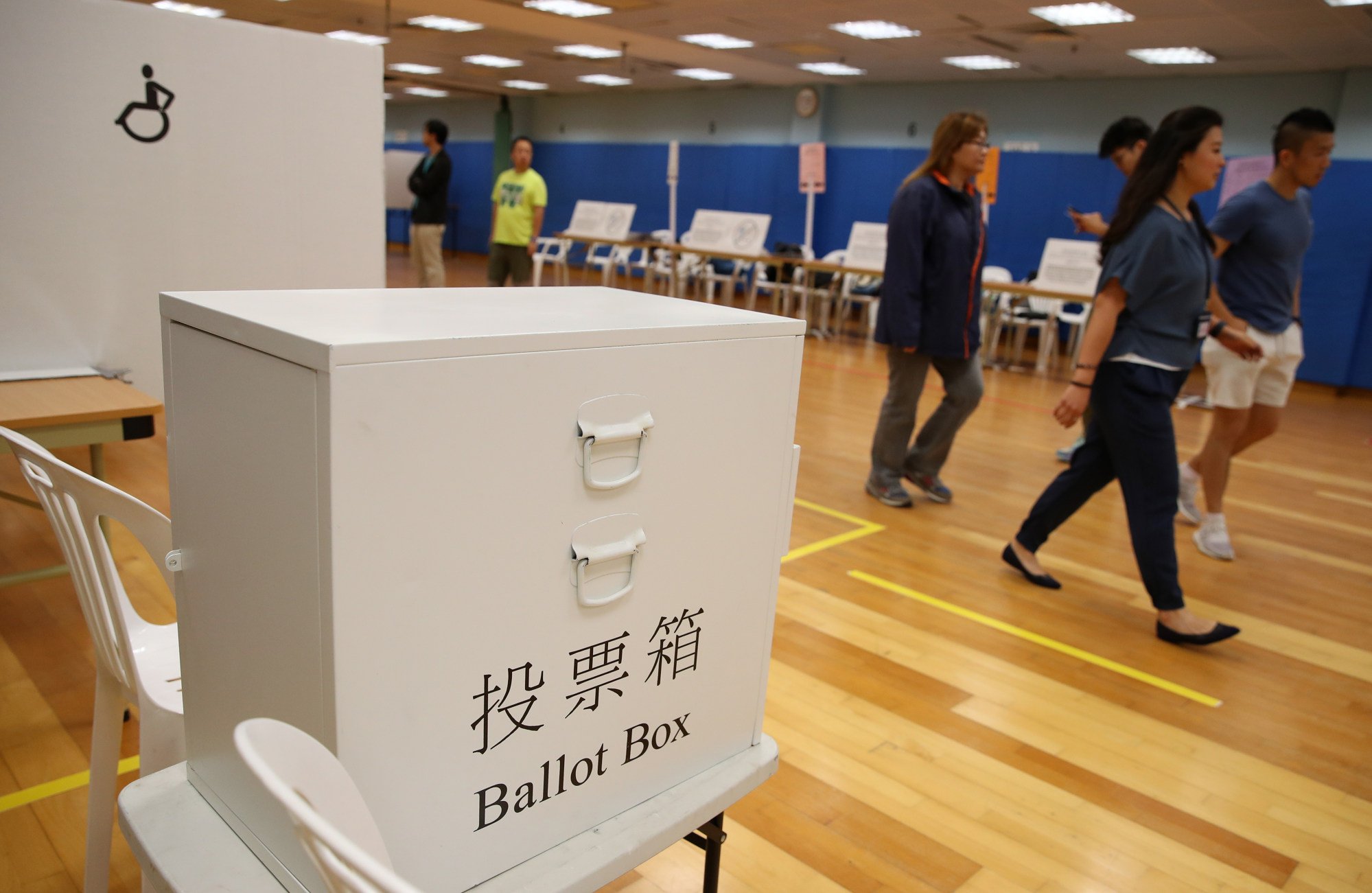 A ballot box at a polling station in 2019. The opposition won a landslide victory in the district council election that year, but were accused of putting politics above community work. Photo: Winson Wong