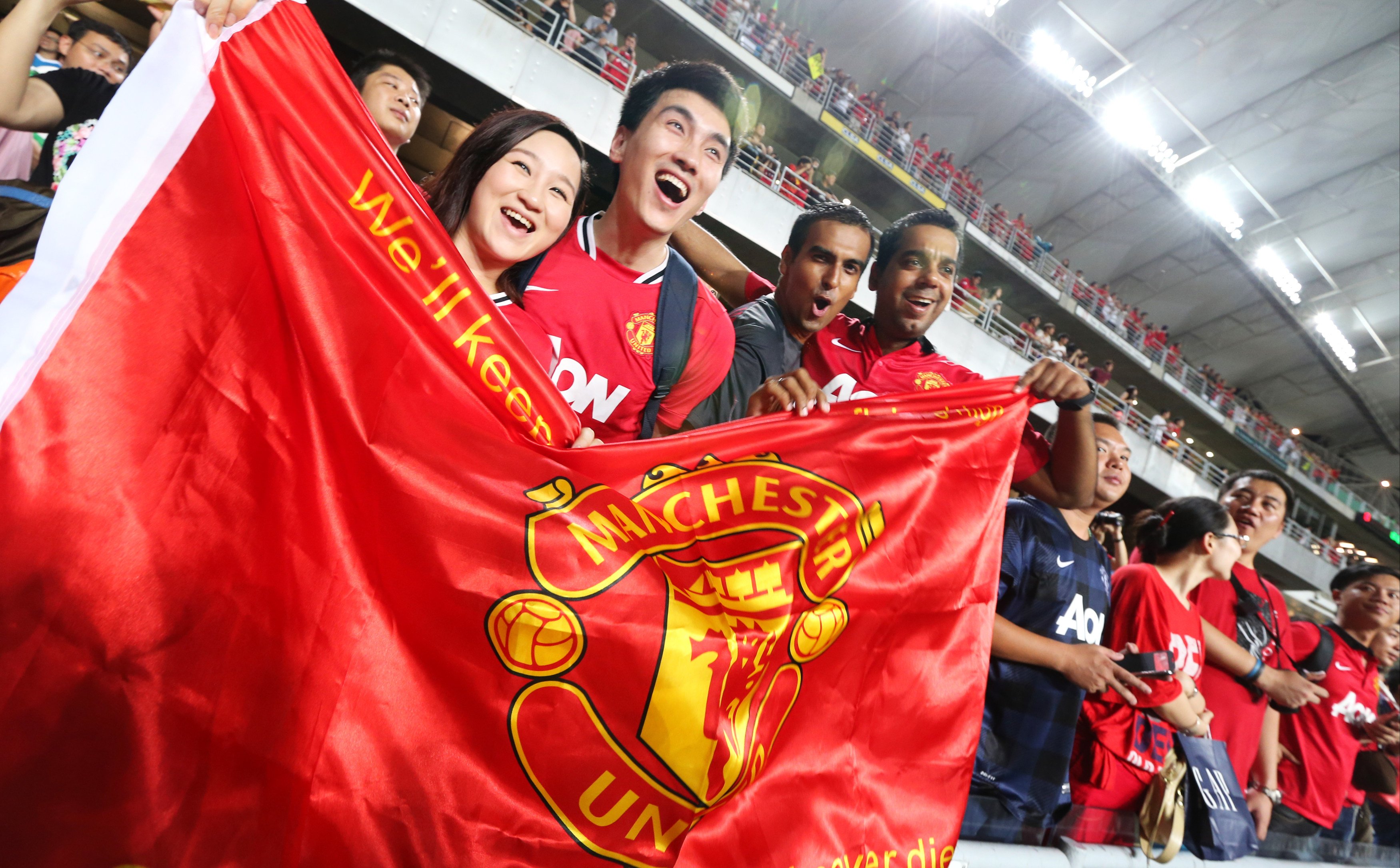 Fans of Manchester United during the 2013 pre-season match against Kitchee at Hong Kong Stadium. Photo: Felix Wong
