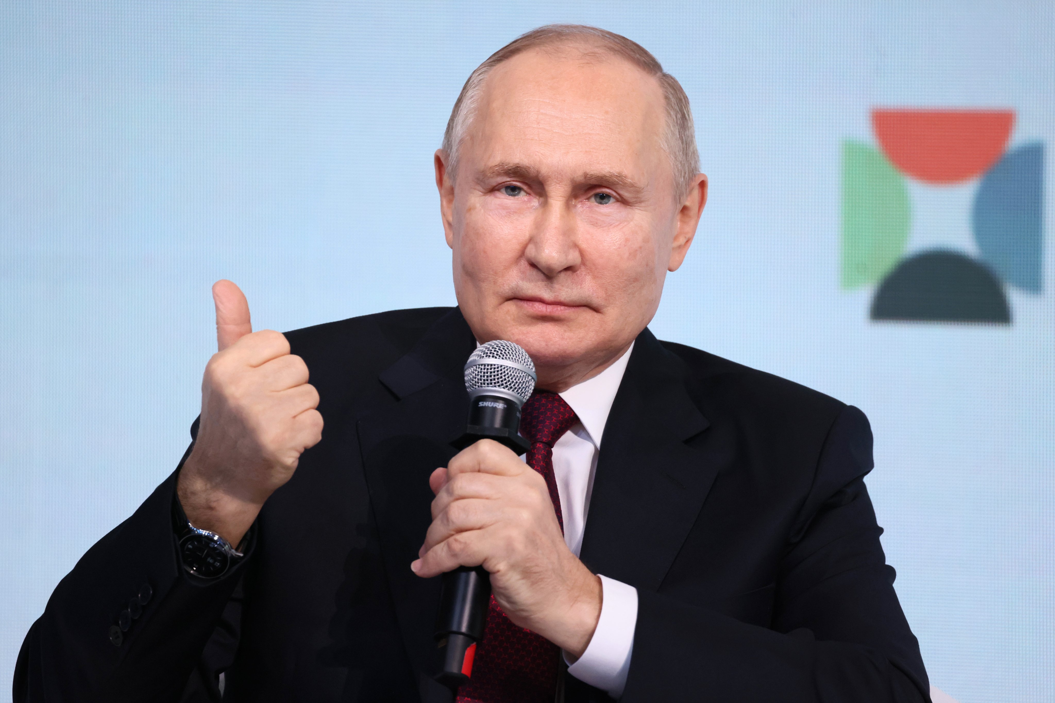 Russian President Vladimir Putin addresses the St Petersburg International Cultural Forum on Friday. Photo: EPA-EFE