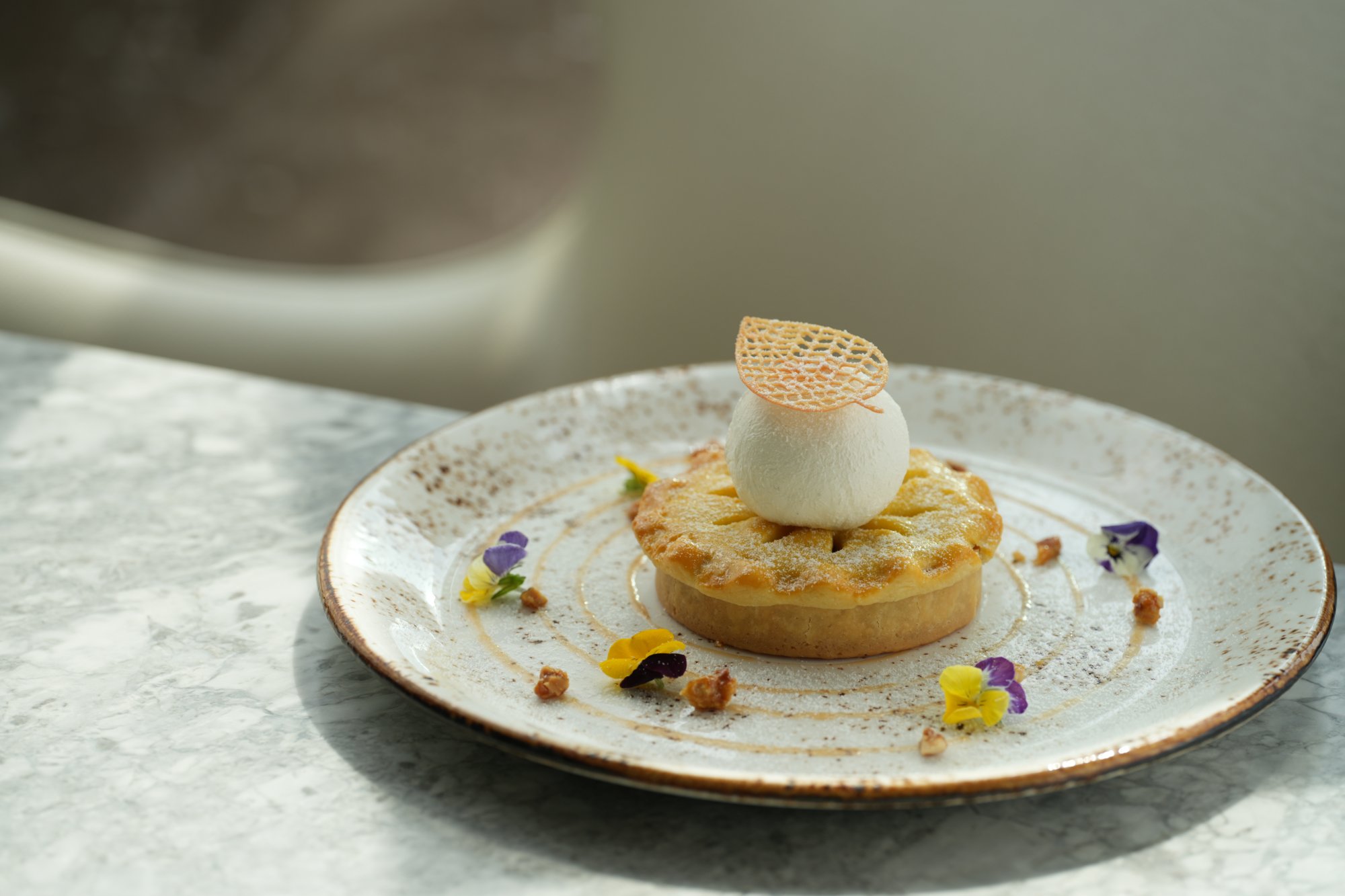 At The Enclave, the apple pie is made with a sugar substitute in its crust and filling, and topped with low-fat ice cream. Photo: The Enclave