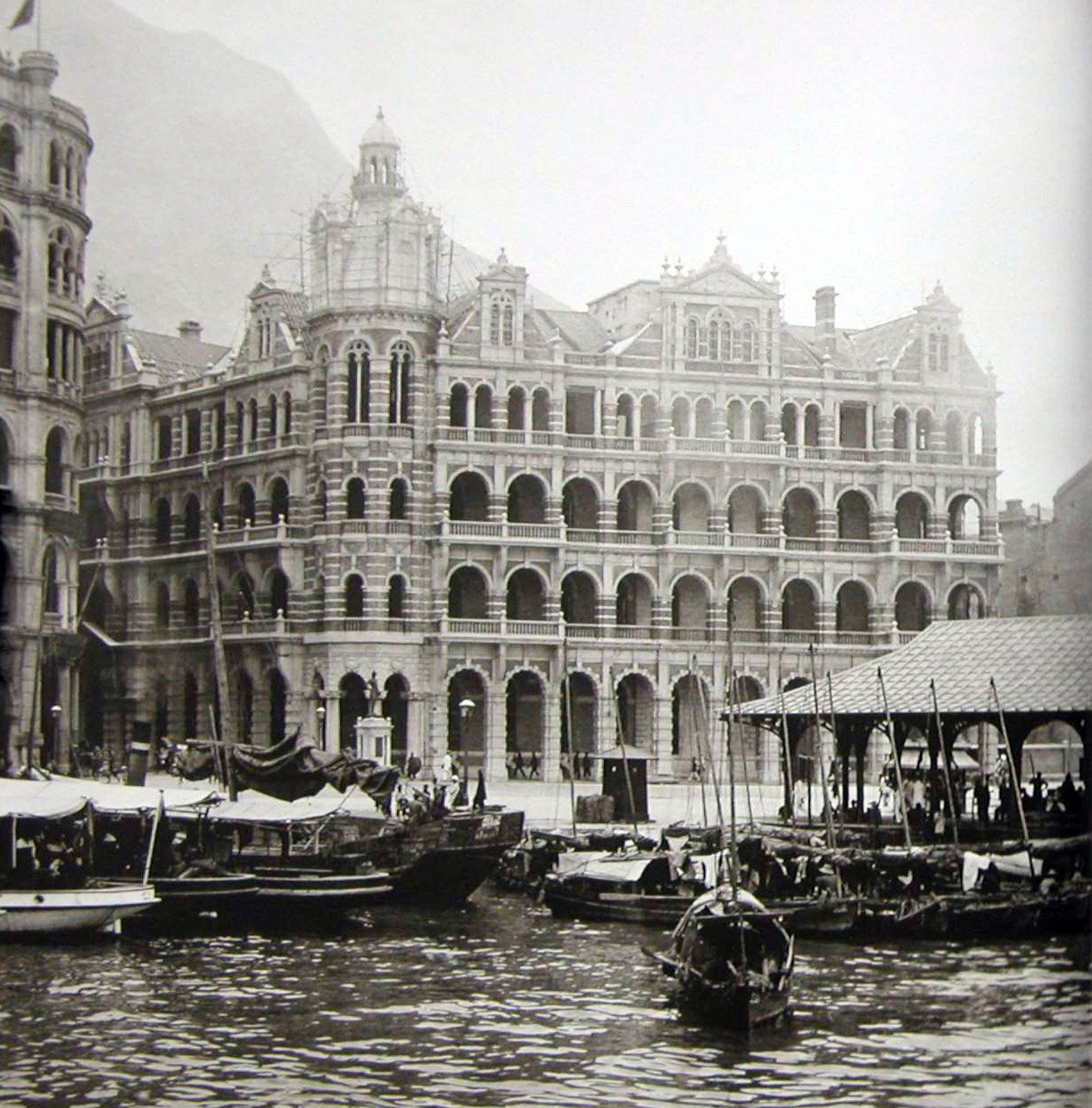 The former general post office building in Hong Kong. At first, mail from Europe took 3-4 months to arrive; steamships shortened the time to six weeks, but telegraphic cables relayed messages in minutes.                              