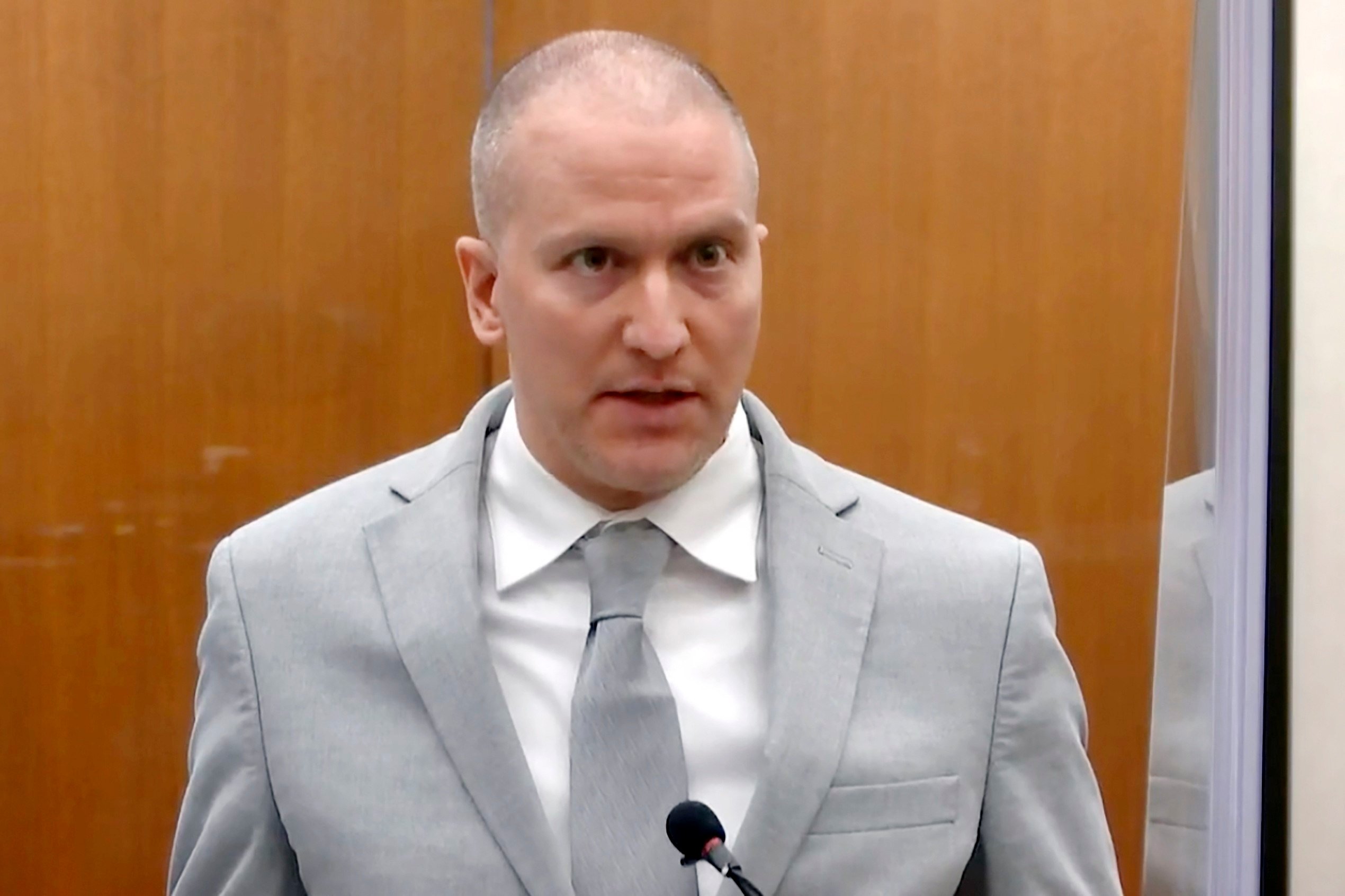 Former Minneapolis police officer Derek Chauvin at Hennepin County Courthouse in Minneapolis in June 2021. Photo: Court TV via AP, Pool