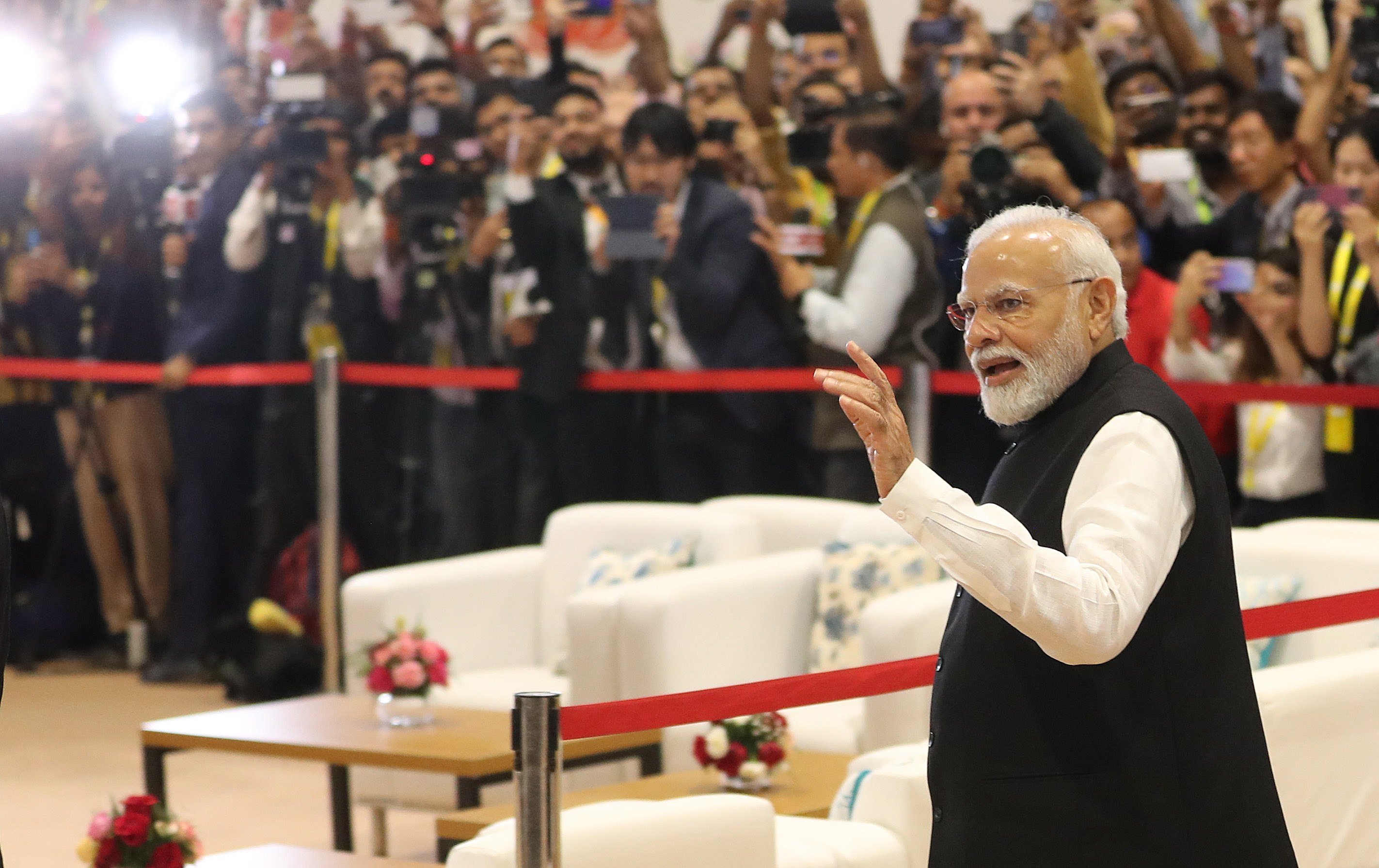 Indian Prime Minister Narendra Modi after the closing of G20 Summit in New Delhi in September. Modi was targeted in a deep fake video showing him at a festival that he did not attend. Photo: EPA-EFE