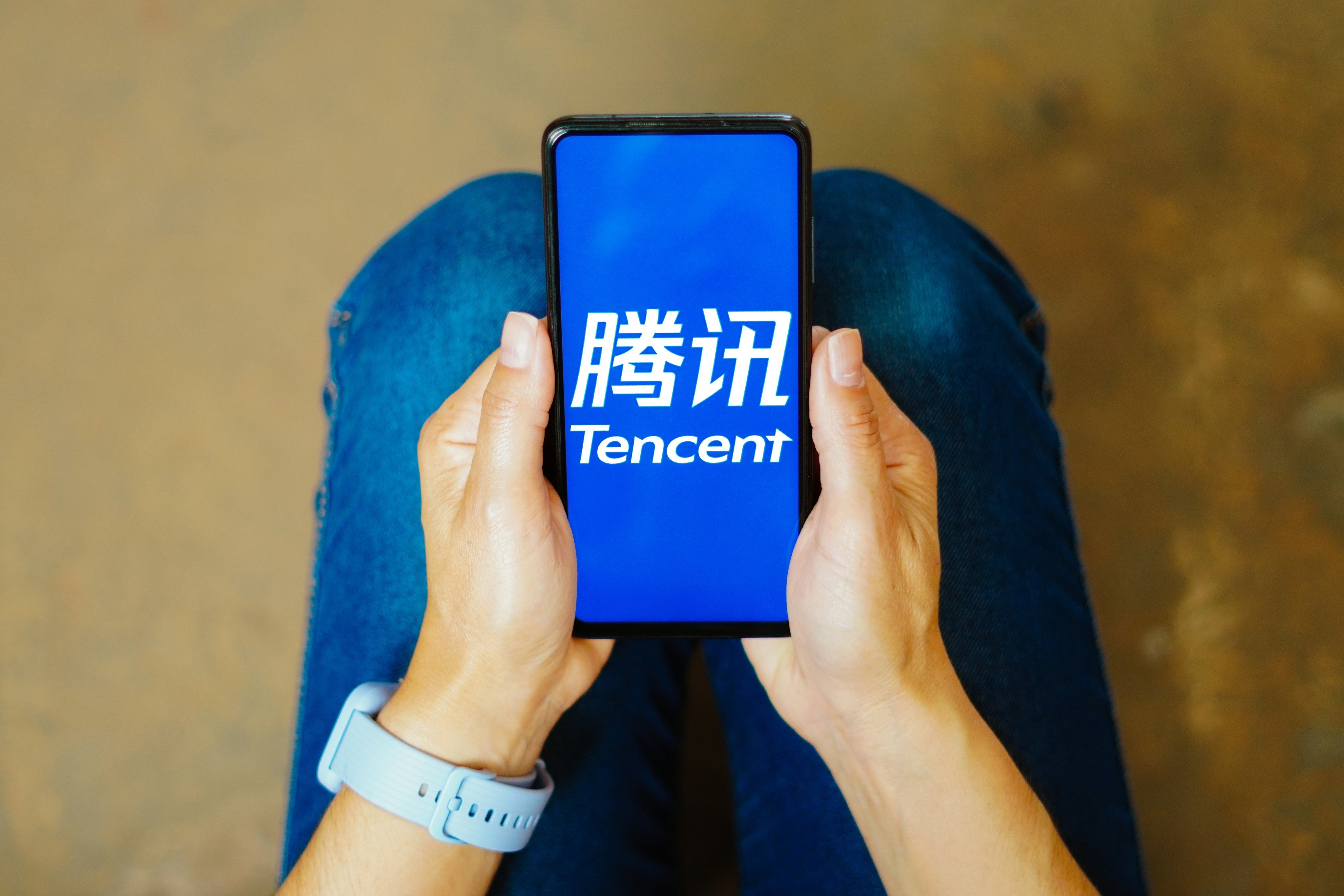 The Tencent logo is seen displayed on a smartphone. Photo: Shutterstock Images