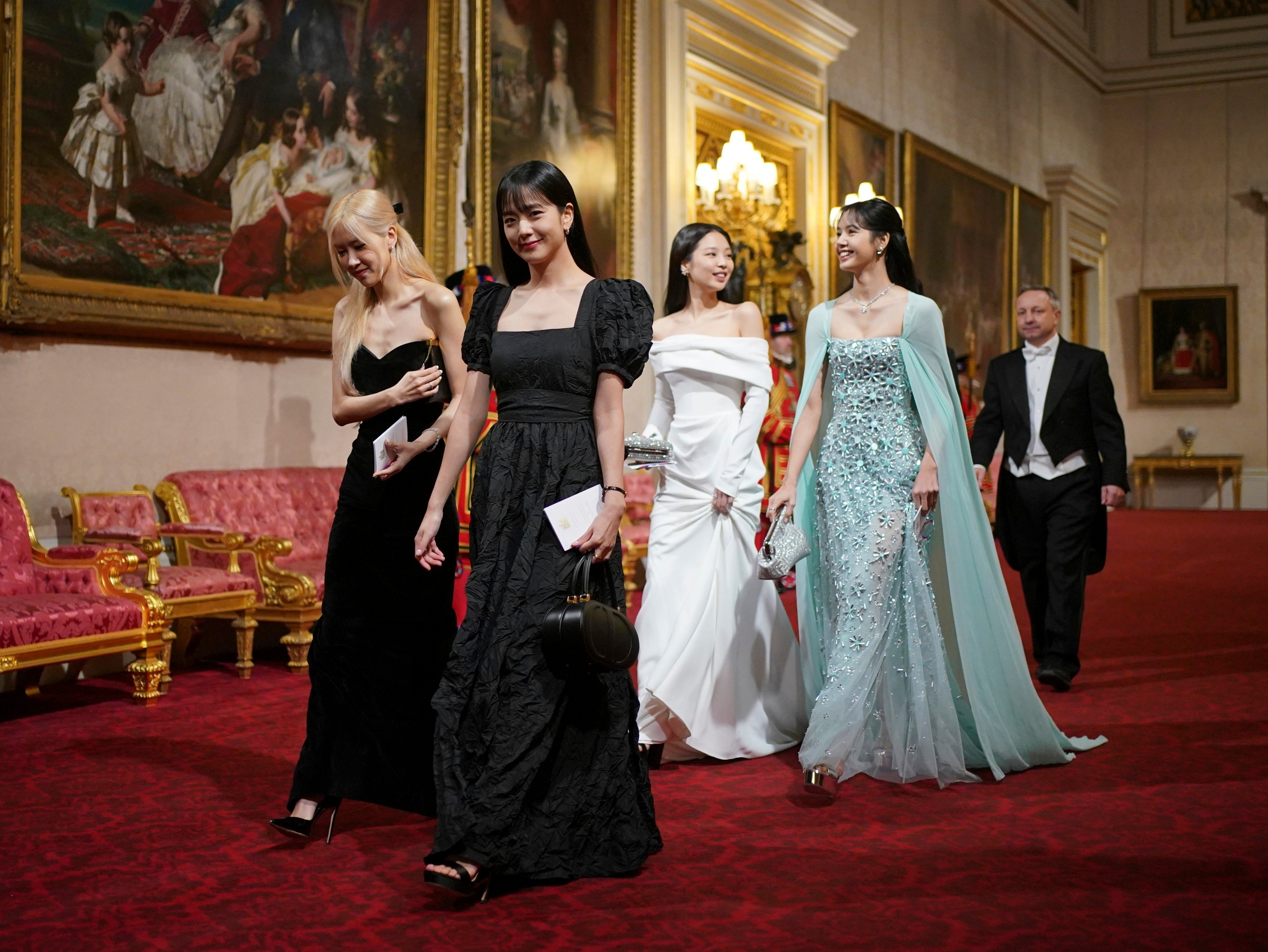 Blackpink’s Jisoo, Jennie, Lisa and Rosé attended a state banquet at Buckingham Palace in honour of a diplomatic visit by South Korean President Yoon Suk-yeol, with William and Kate, and British Prime Minister Rishi Sunak also in attendance. Photo: AP