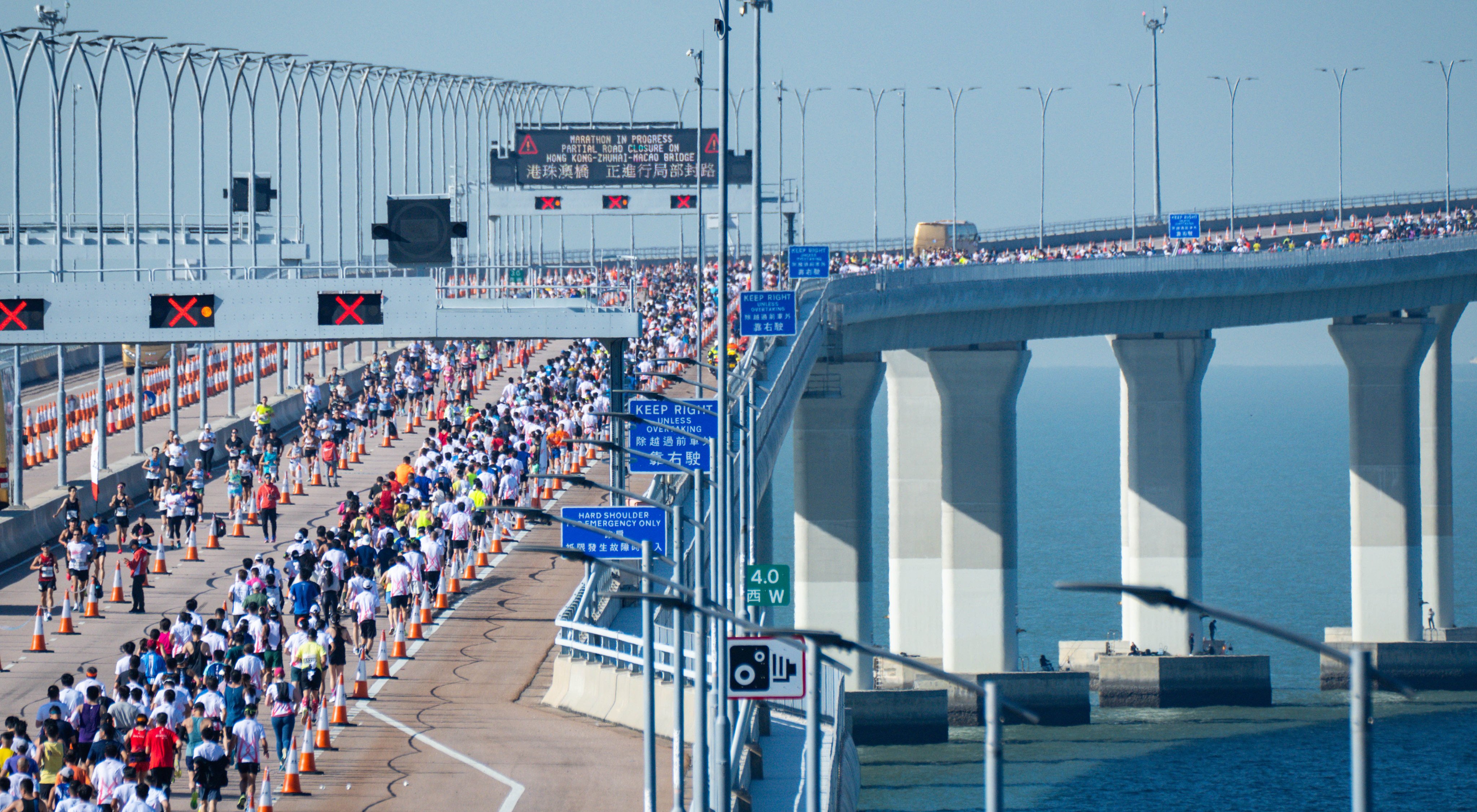 The section of bridge used for Sunday’s half marathon posed challenges for organisers.
Photo: Handout