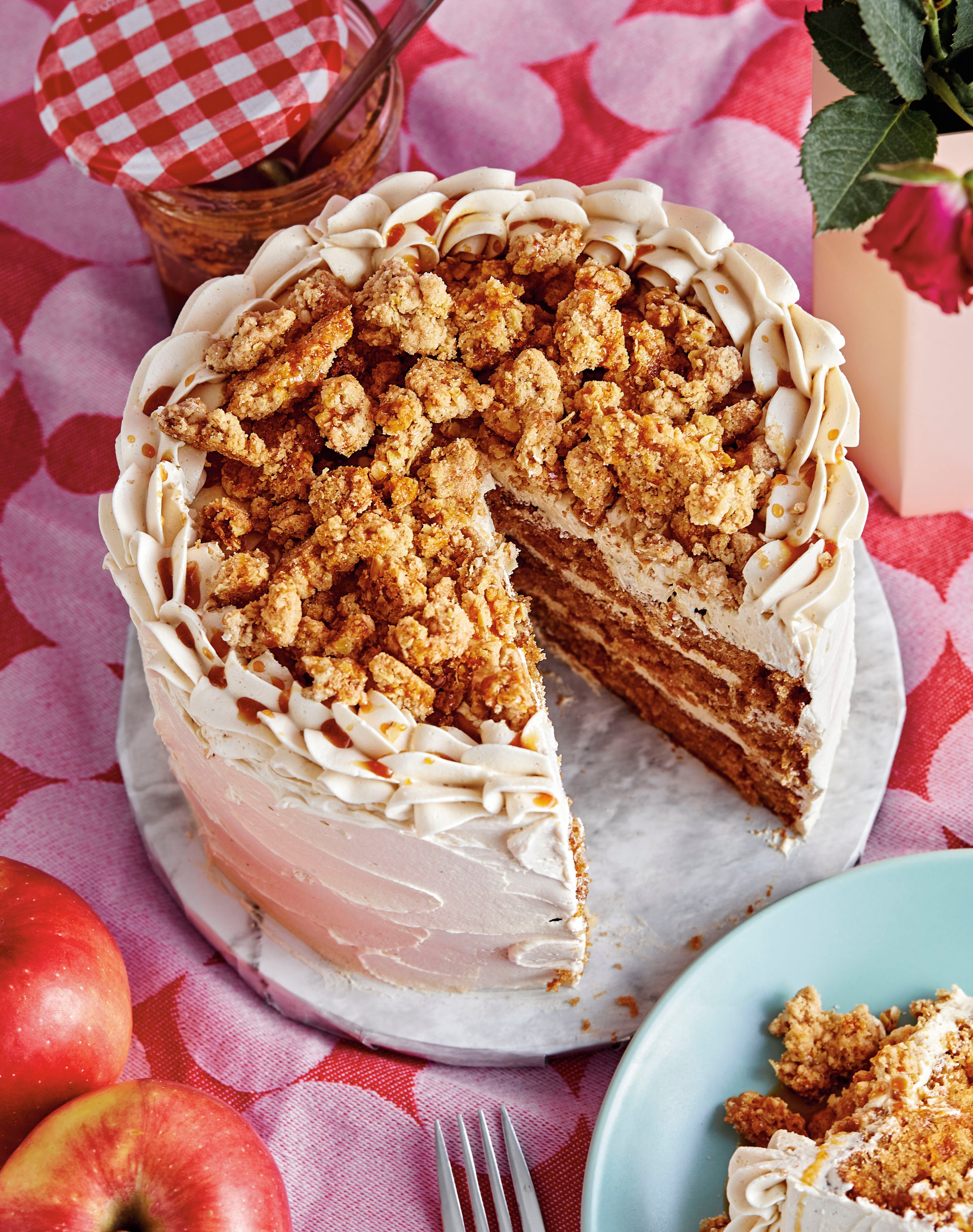 Plantcakes by Lyndsay Sung - Apple caramel cake with oatmeal cookie crumble. Photo: Random House