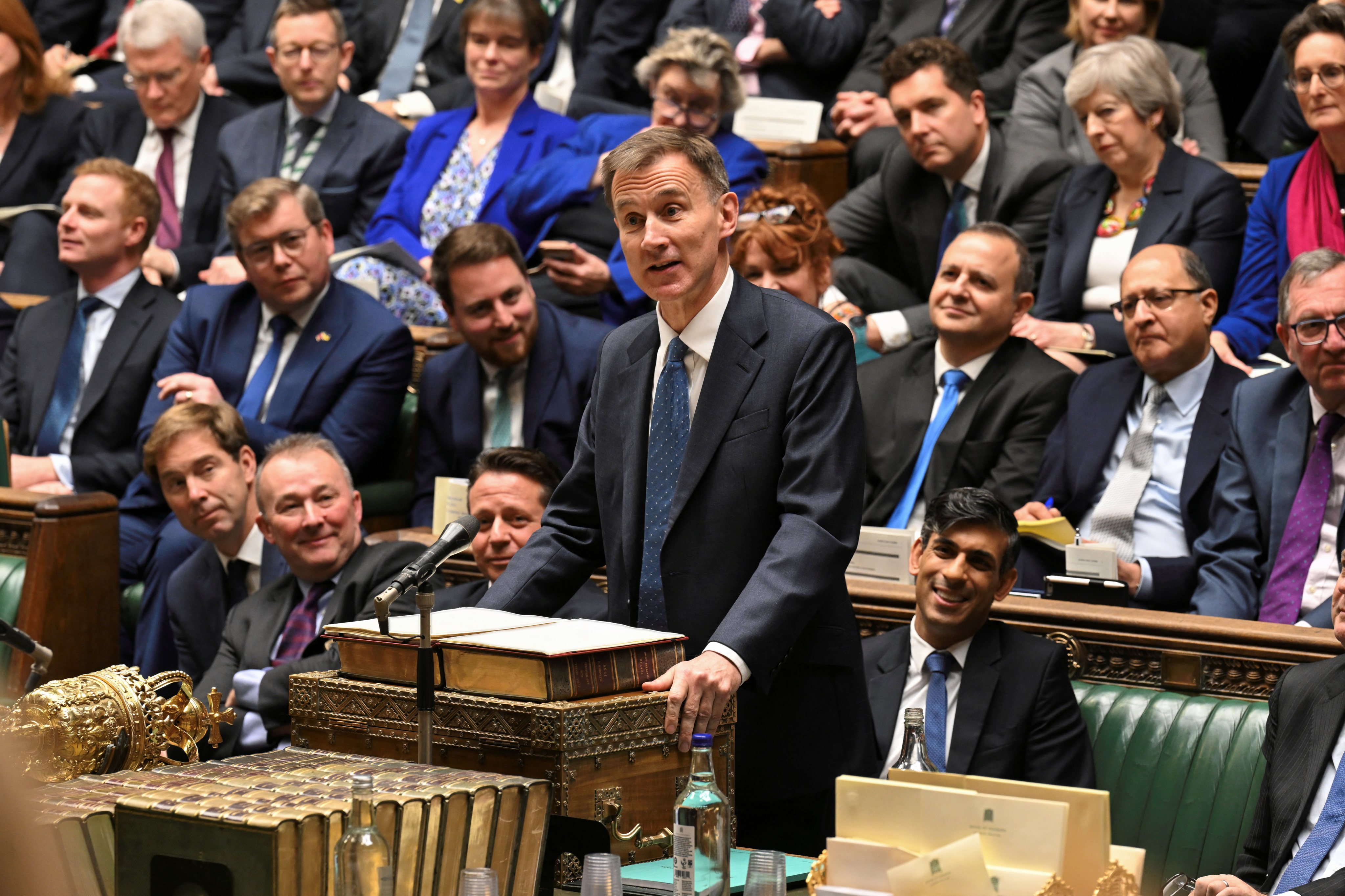Britain’s Chancellor of the Exchequer Jeremy Hunt gives his Autumn Statement at the House of Commons in London on Wednesday. Photo: UK Parliament via Reuters