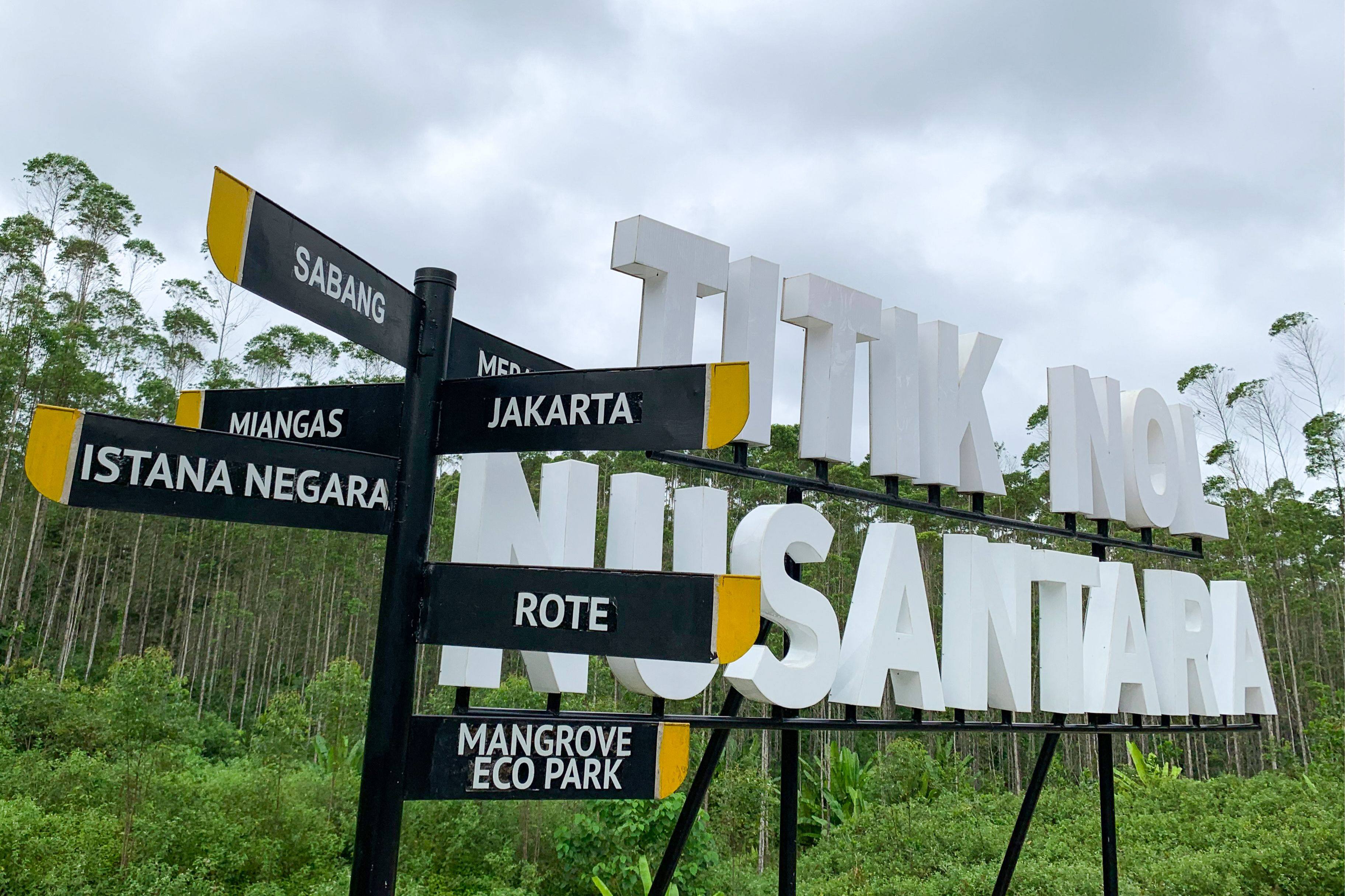 Directions at Titik Nol Nusantara (ground zero Nusantara), the future capital city for Indonesia, in Sepaku, Penajam Paser Utara, East Kalimantan. Photo: AFP