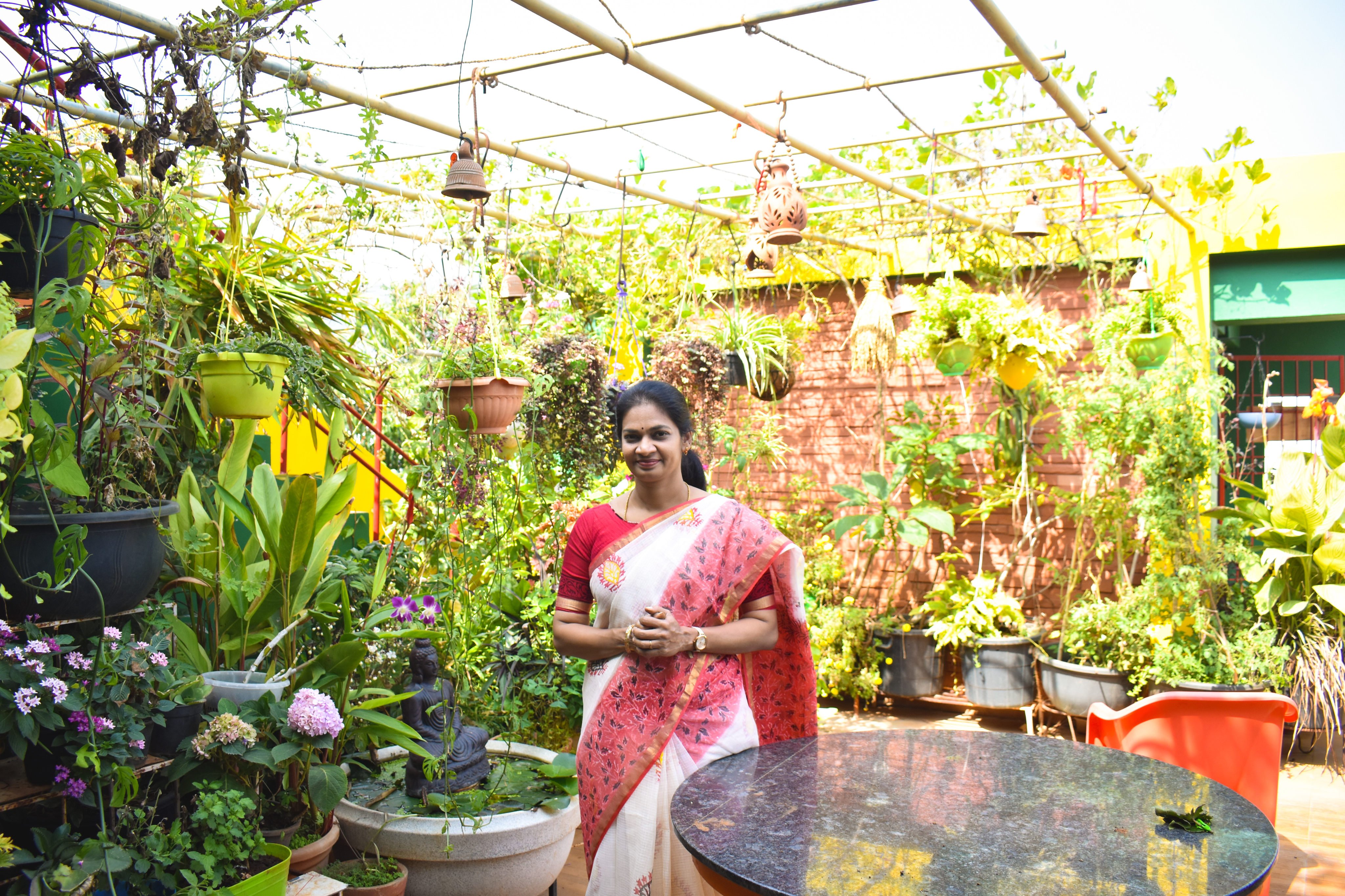 The Mad Gardener, Madhavi Guttikonda is pictured within a garden in India. Photo: Handout