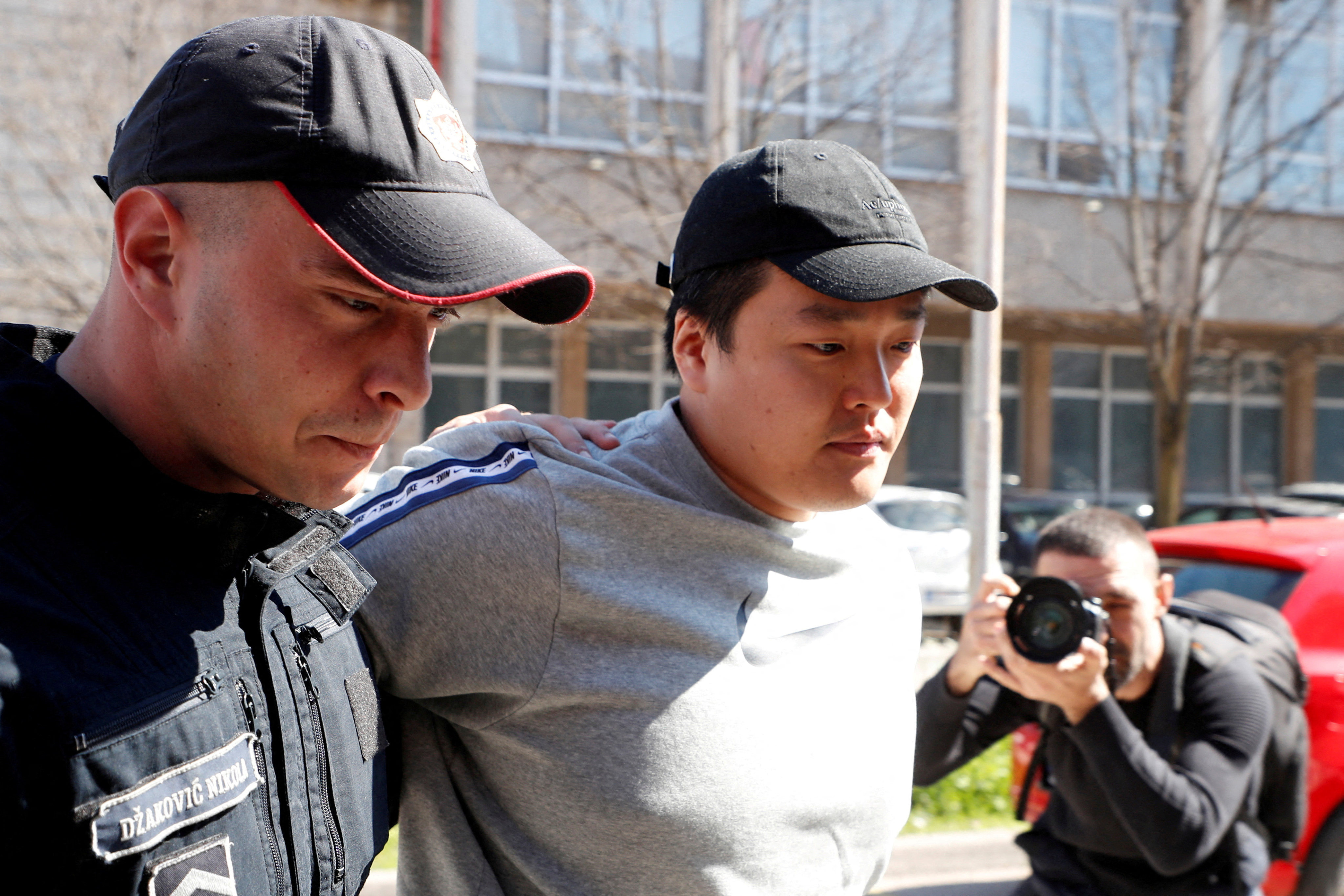 Do Kwon, the South Korean cryptocurrency entrepreneur who created the failed Terra stablecoin, being taken to court in Montenegro in March. Photo: Reuters