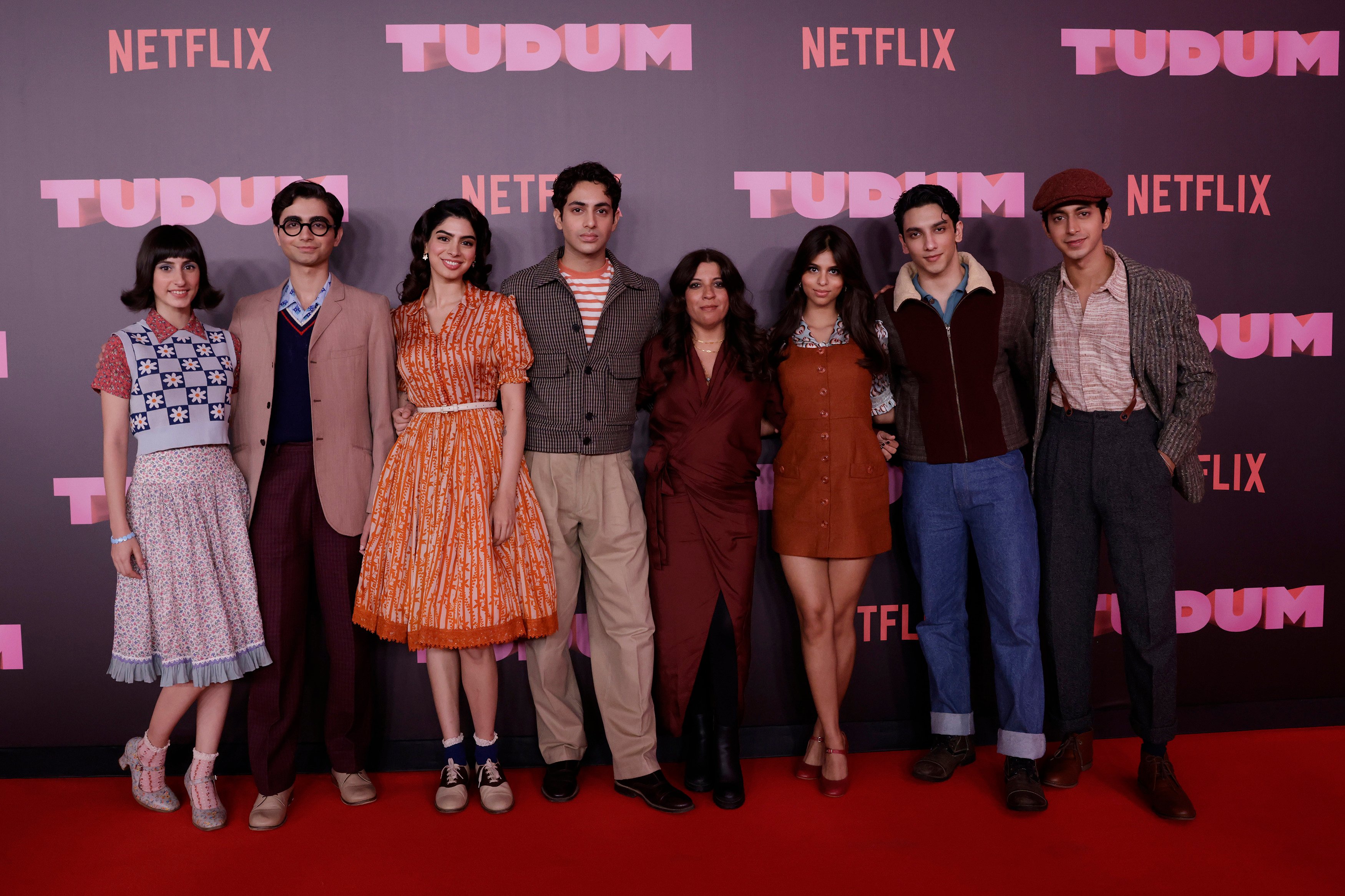 The cast of The Archies with director Zoya Akhtar attend Netflix’s Tudum: A Global Fan Event 2023 in Sao Paulo in June. Photo: Getty Images for Netflix