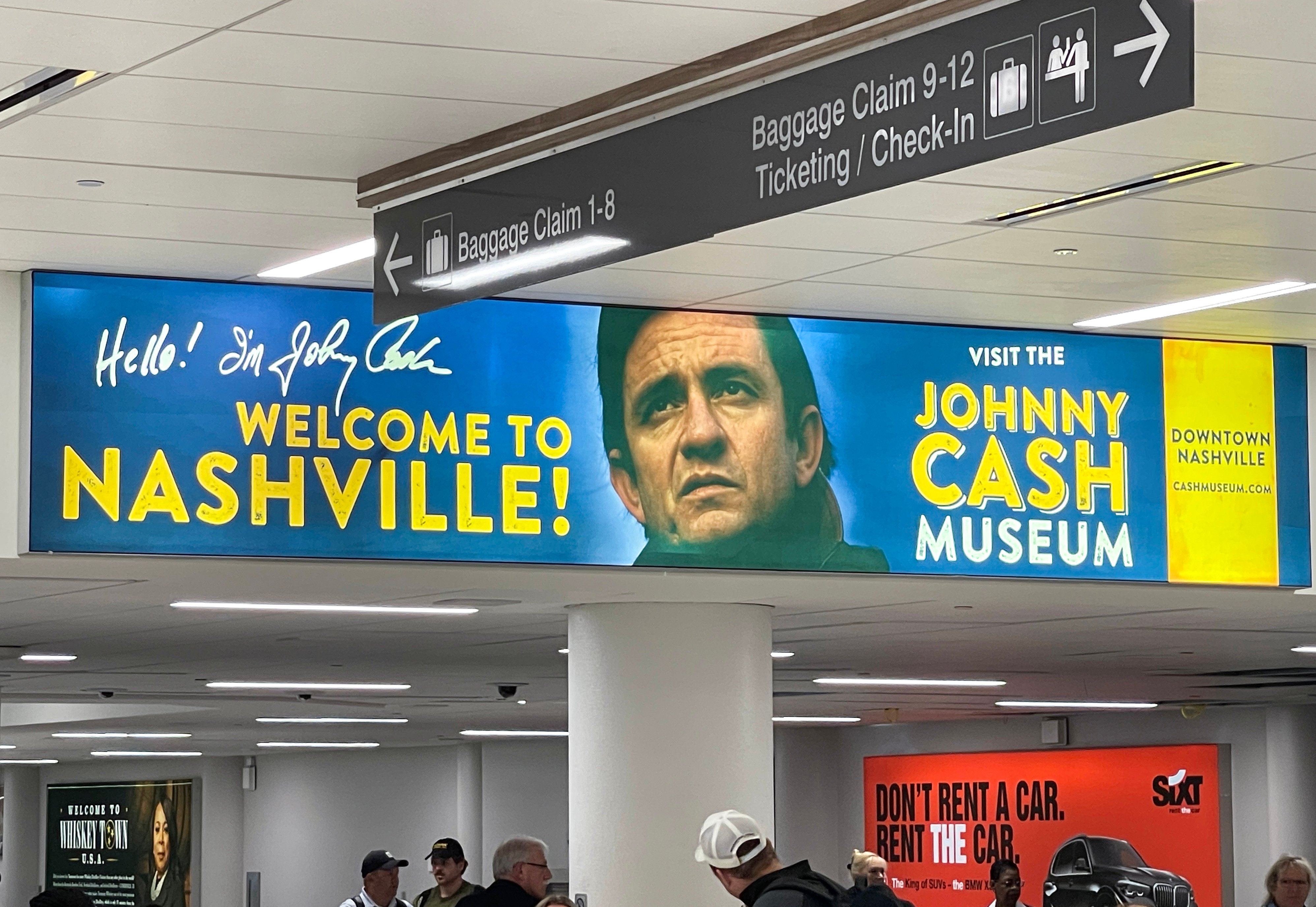 A Johnny Cash Museum advertisment at Nashville International Airport. Photo: Chris Dwyer