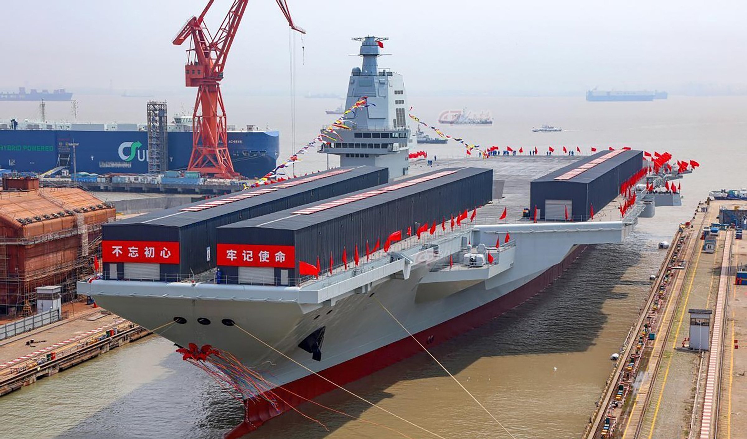 The Fujian is China’s first aircraft carrier to be equipped with electromagnetic catapults to launch planes from its deck. Photo: Weibo