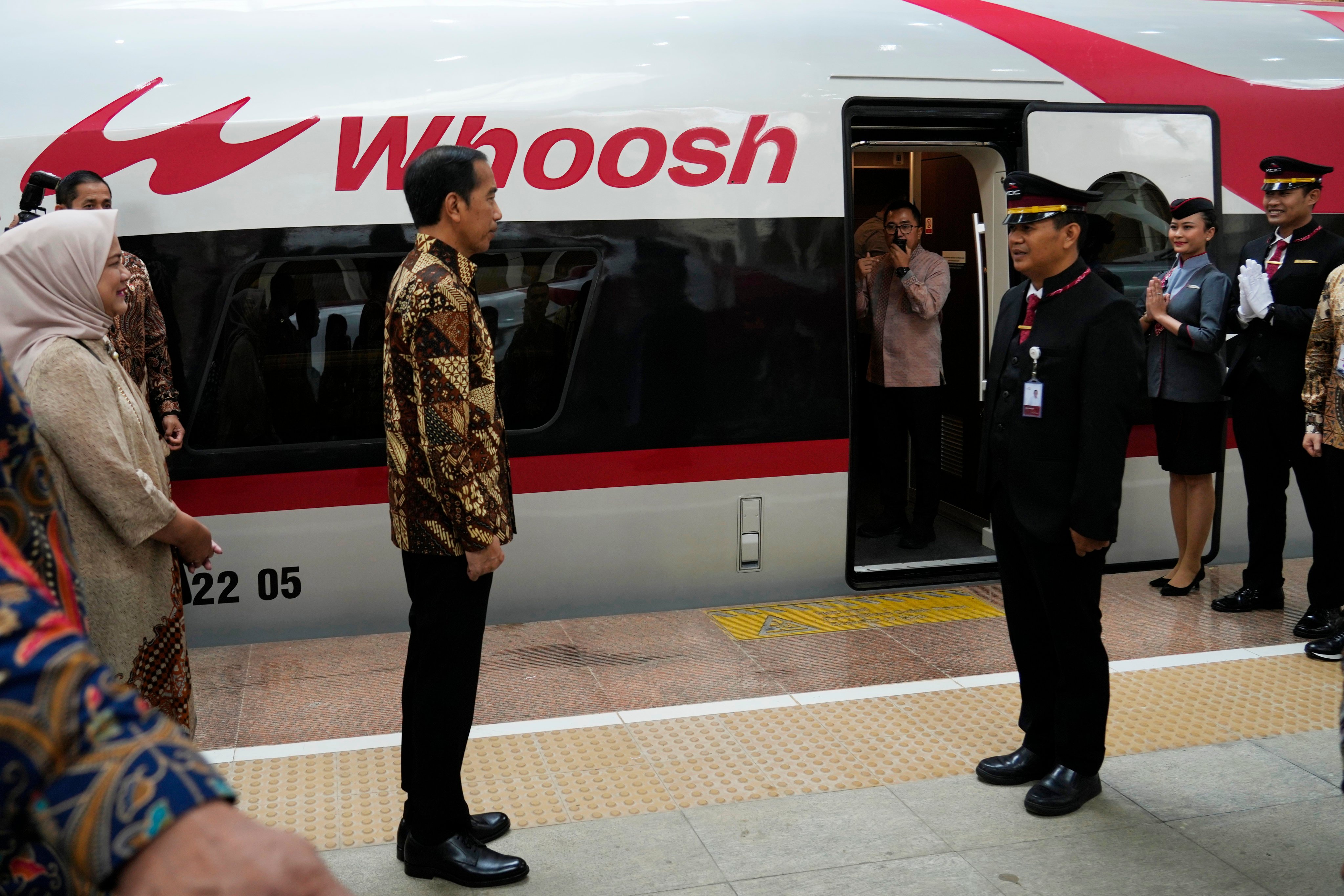 President Joko Widodo at the launch on October 2 of Indonesia’s high-speed railway at Halim station in Jakarta, a key project under China’s Belt and Road Initiative. Photo: AP