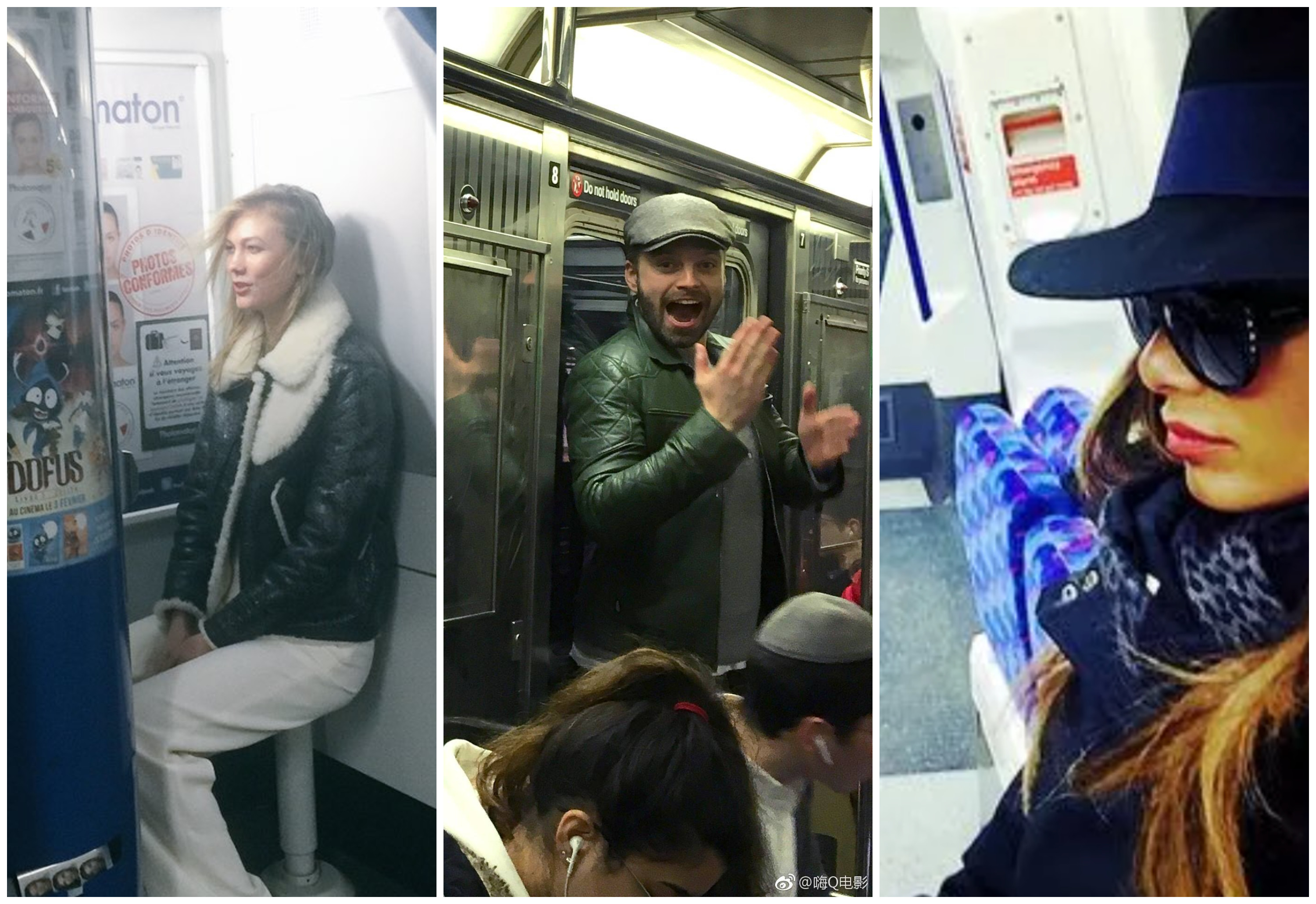 Karlie Kloss, Sebastian Stan and Nicole Scherzinger have all braved it and taken public transport. Photos: @karliekloss; @hourlyseb/Twitter; Instagram