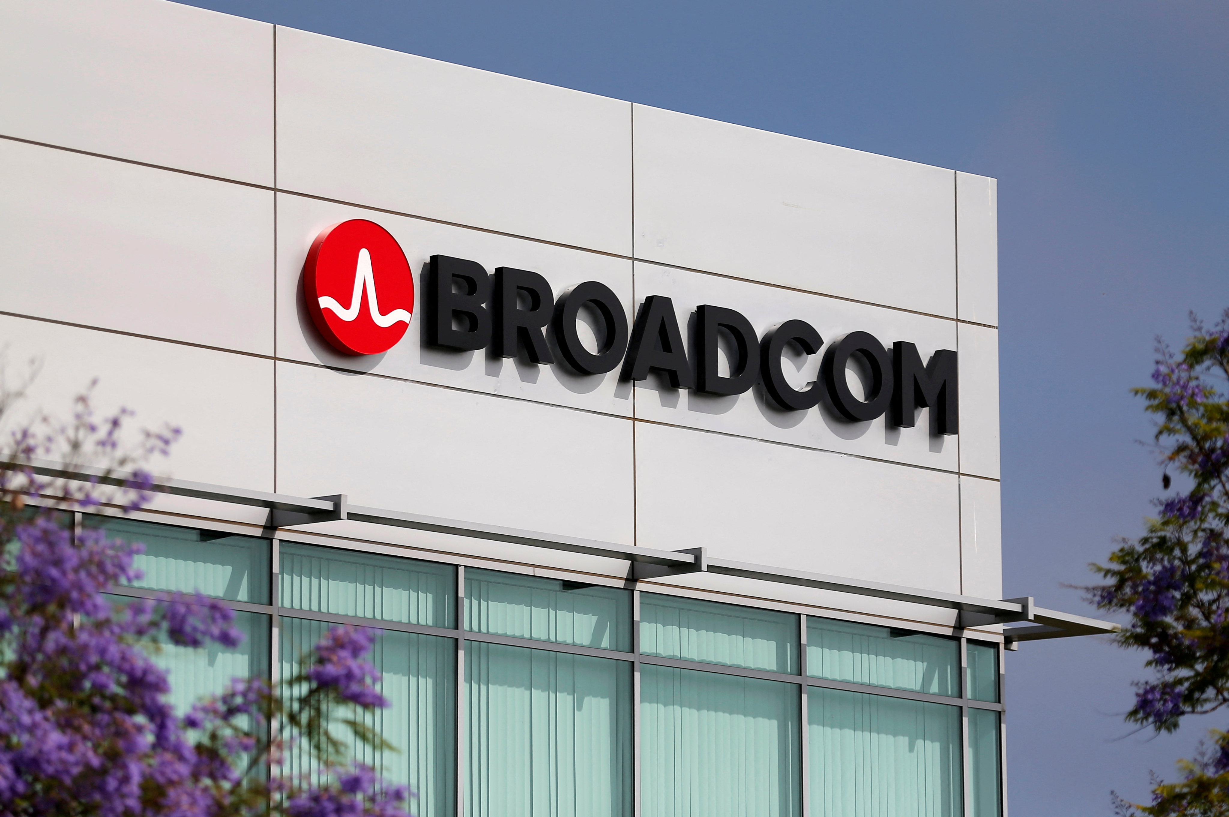 Broadcom’s company logo seen on an office building in Rancho Bernardo, California, on May 12, 2016. Photo: Reuters
