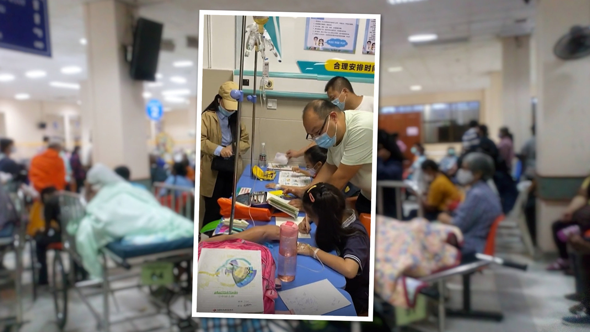 As China faces a seasonal outbreak of respiratory diseases, a move by hospitals to set up special “homework” zones for sick children has sparked a lively discussion on mainland social media. Photo: SCMP composite/Shutterstock/Douyin