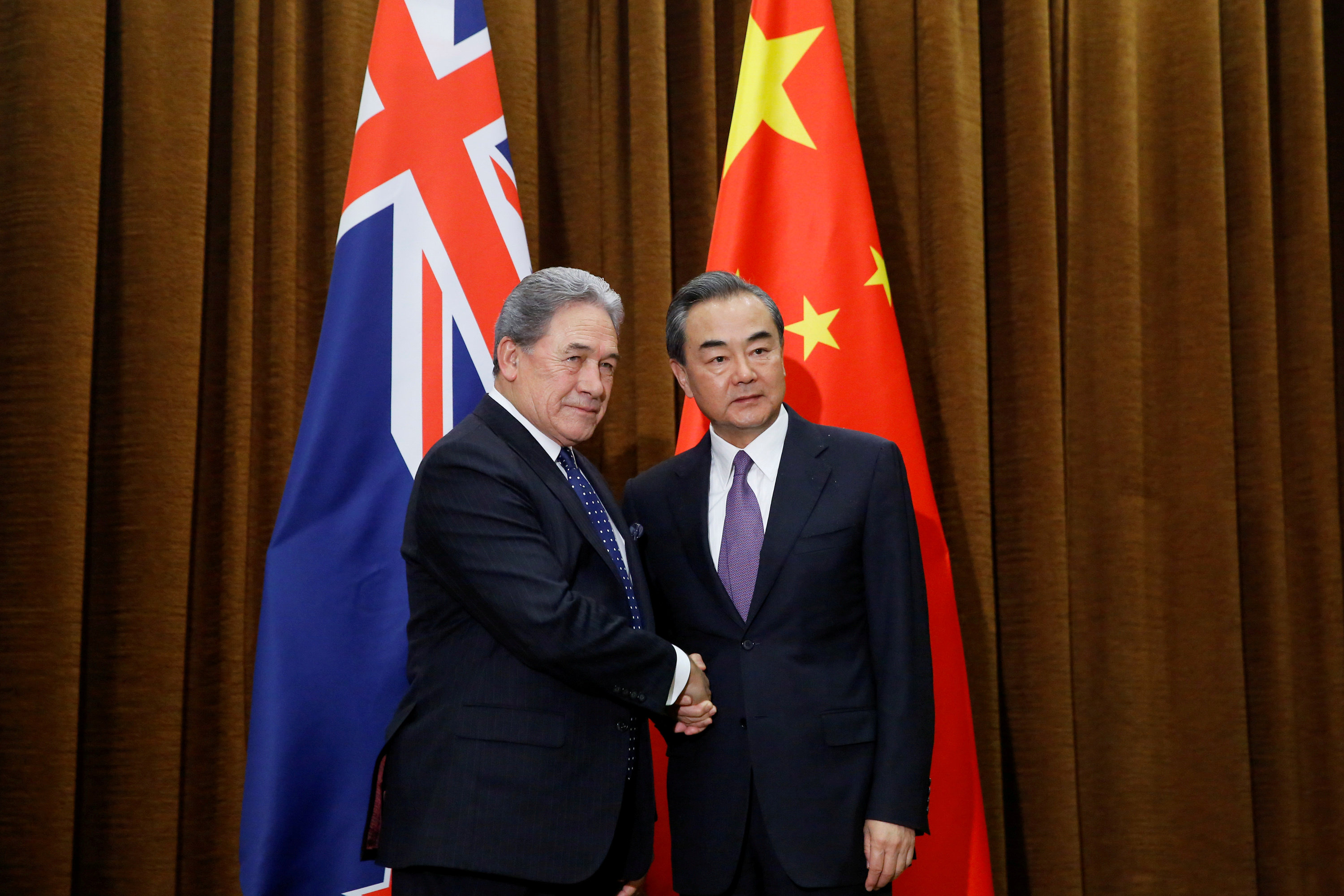 Foreign Minister Wang Yi meets New Zealand’s Foreign Minister Winston Peters in Beijing on May 25, 2018. Photo: Reuters