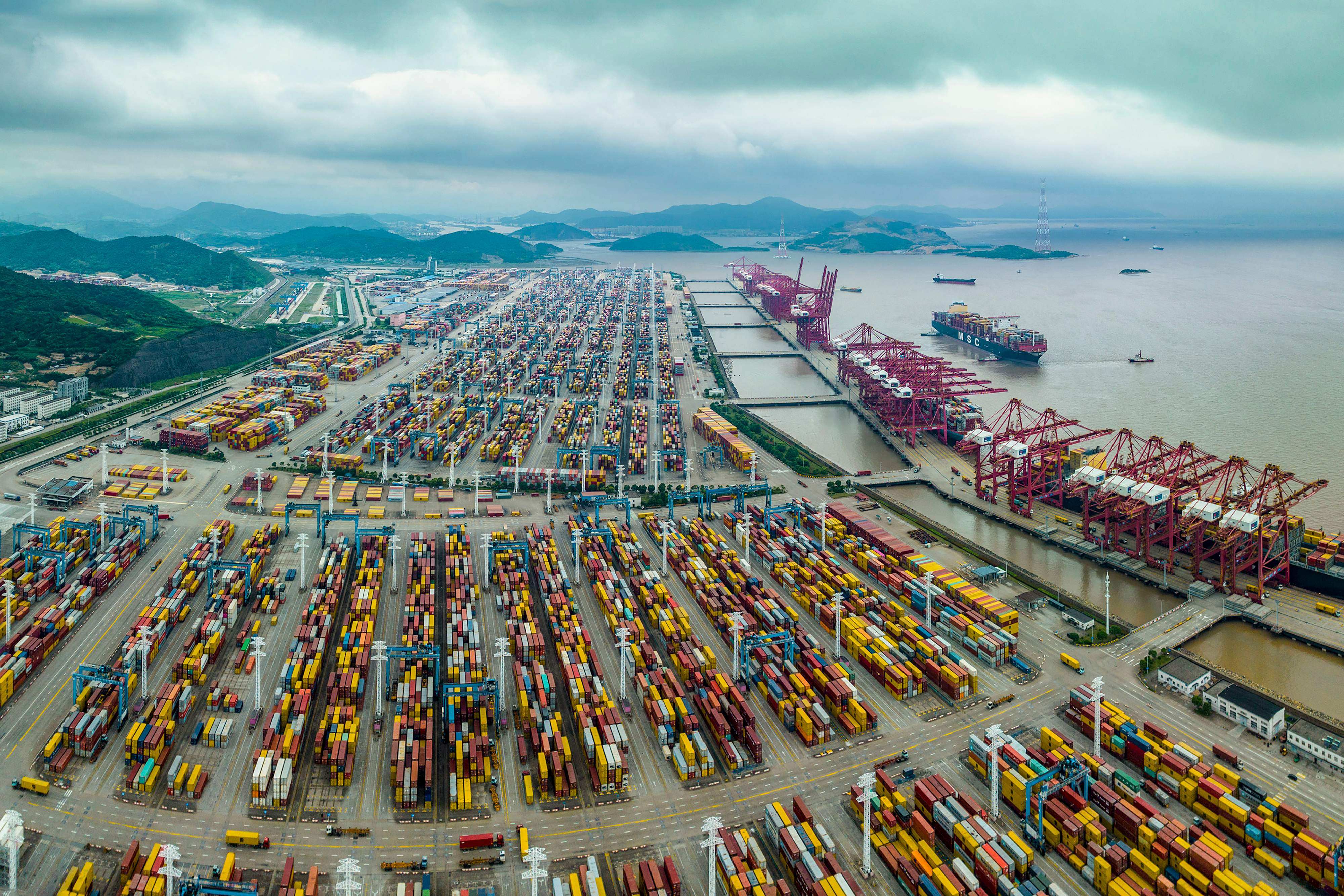 An aerial view of the Chinese port of Zhoushan in Ningbo, Zhejiang province. China alone accounts for around 30 per cent of the maritime industry’s carbon dioxide emissions, as it boasts seven of the world’s top 10 container ports. Photo: AFP 