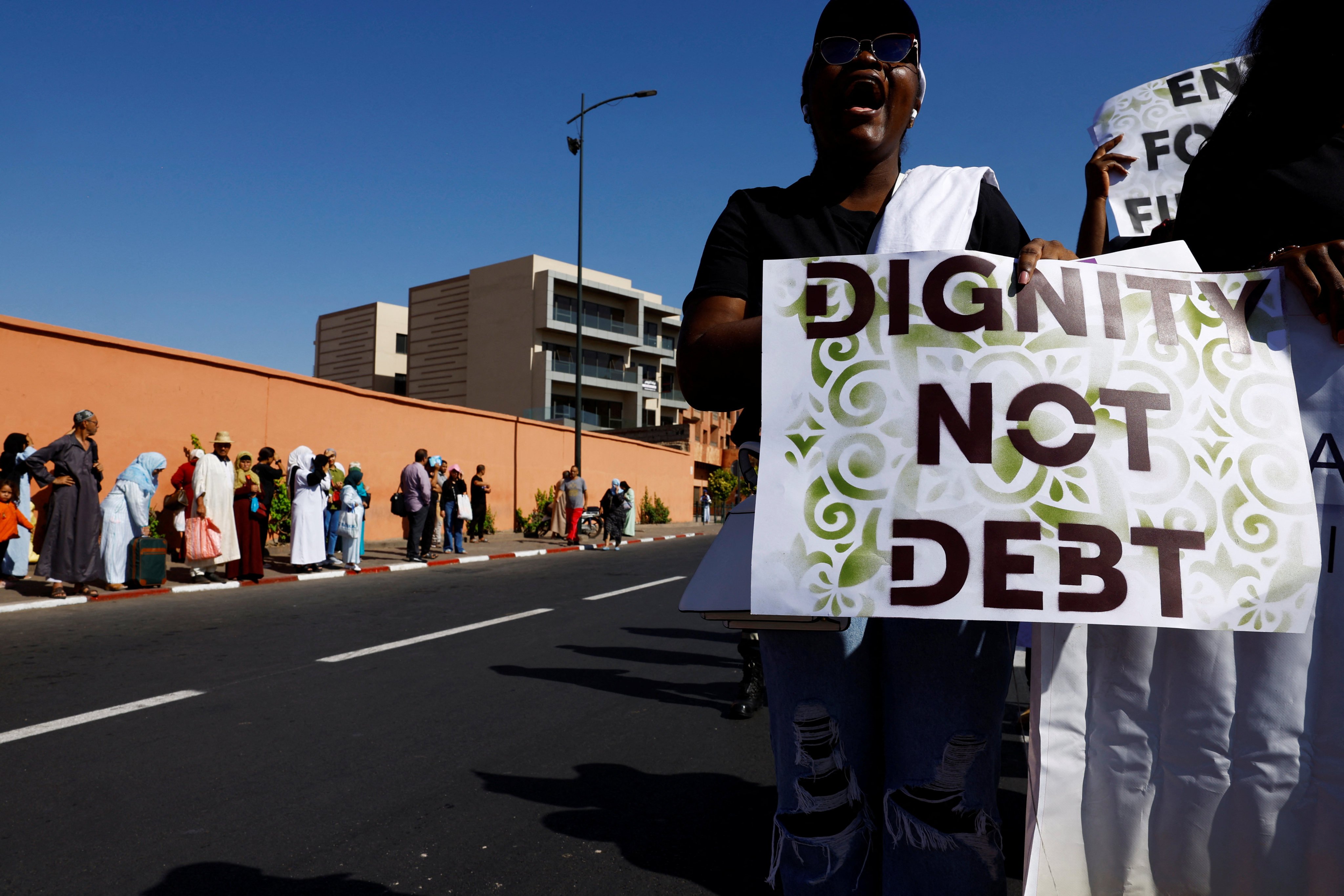 Climate activists at the annual meeting of the International Monetary Fund and World Bank in Marrakech, Morocco, on  October 12. The global growth model has seen growing inequality, low productivity and an over-reliance on central bank monetary policy. Photo: Reuters